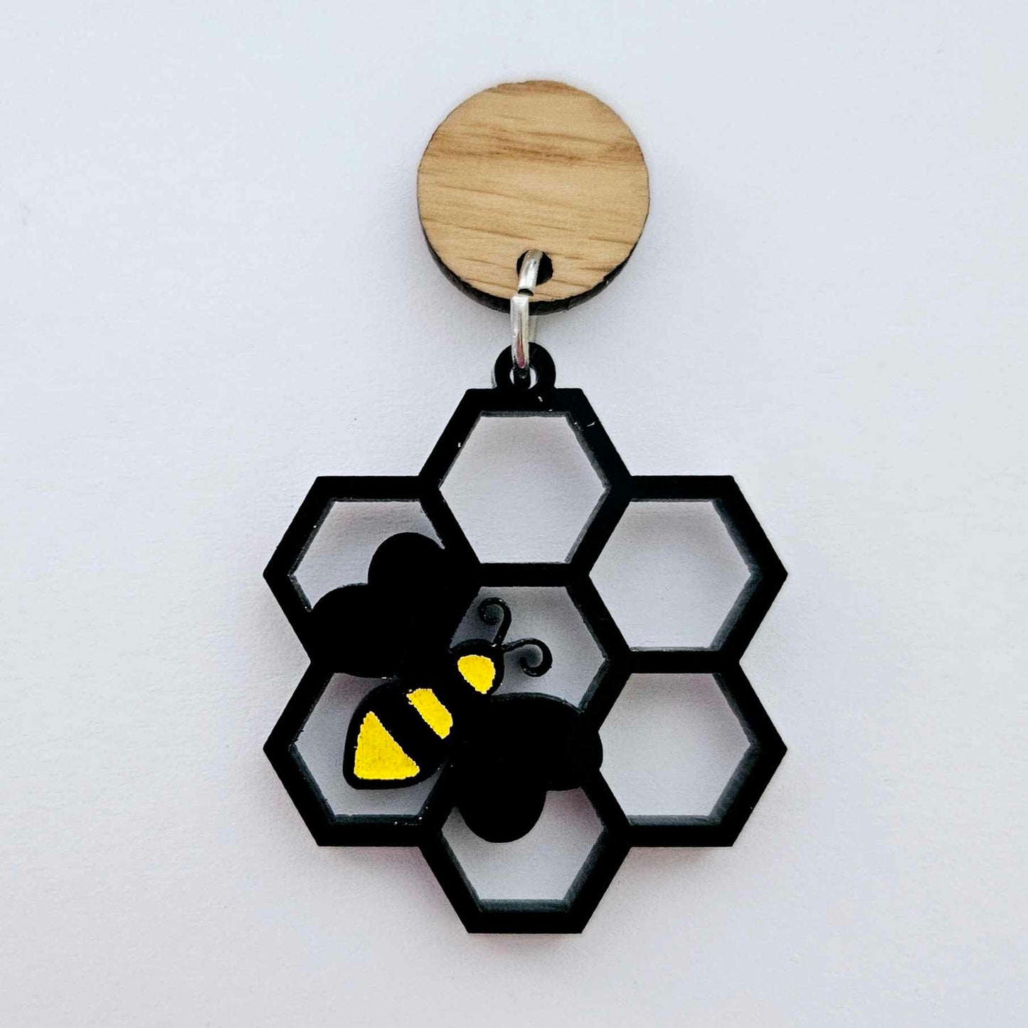 35mm GLOSSY BLACK Acrylic HONEYCOMB BEES