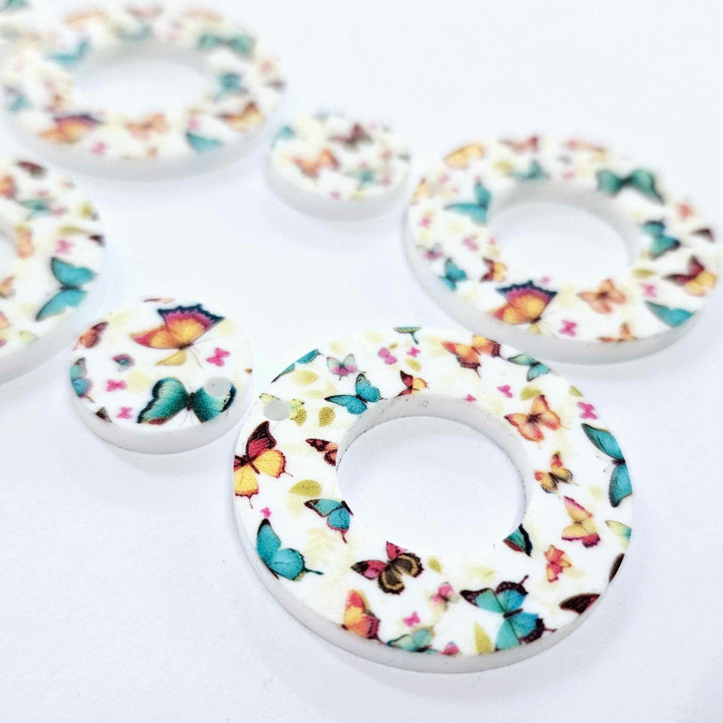 33mm BUTTERFLY Acrylic MINI HOOPS, with toppers