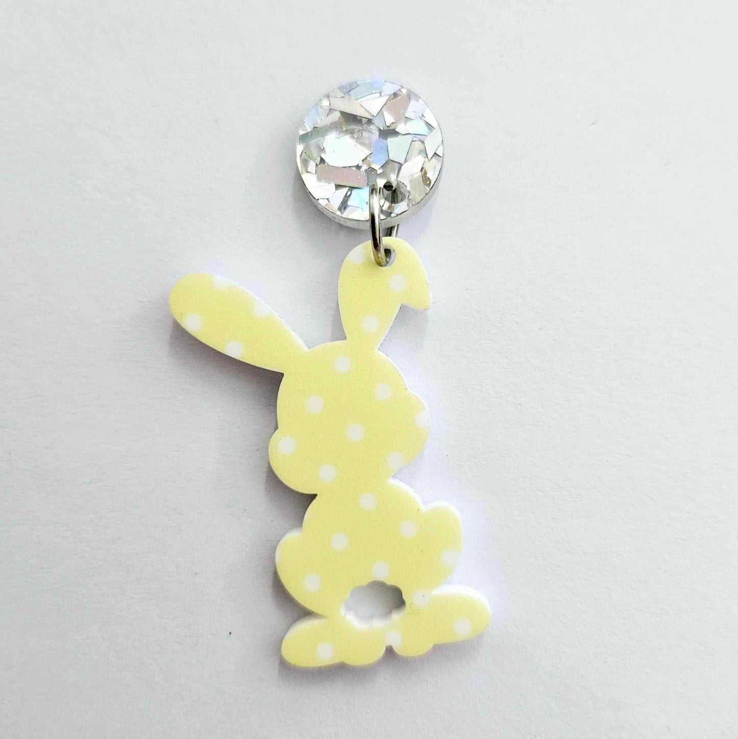 38mm YELLOW POLKA DOT Acrylic BUNNIES