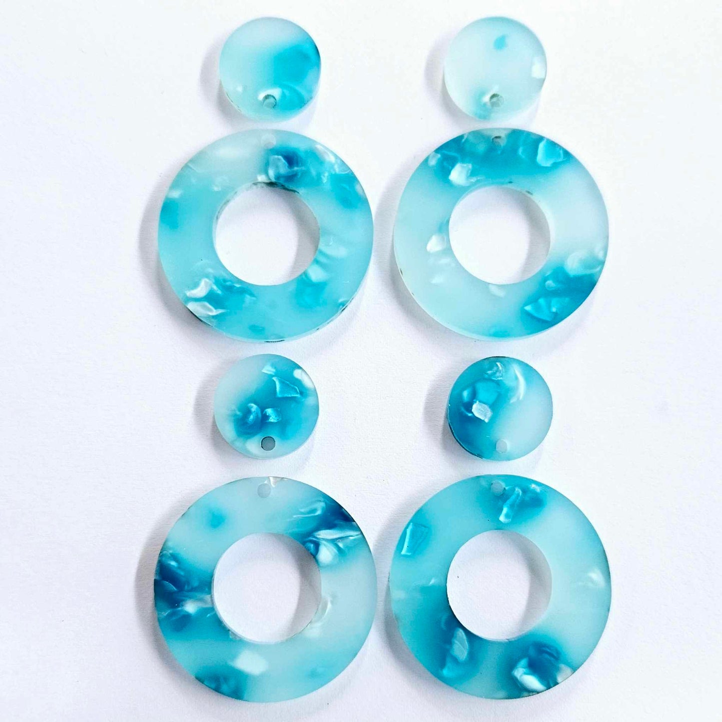 33mm PERIWINKLE PETAL Acrylic MINI HOOPS, with toppers.