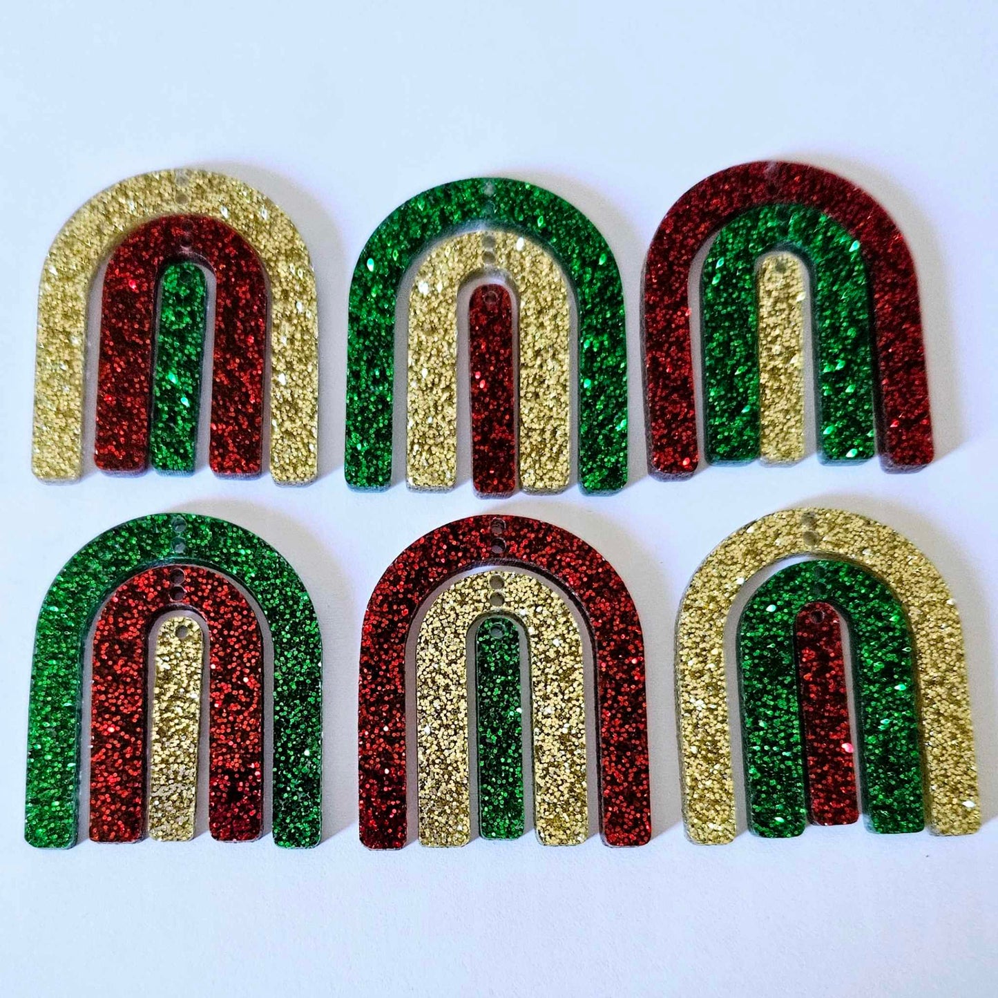 40mm CHRISTMAS GLITTER Acrylic RAINBOW MIXED PACK