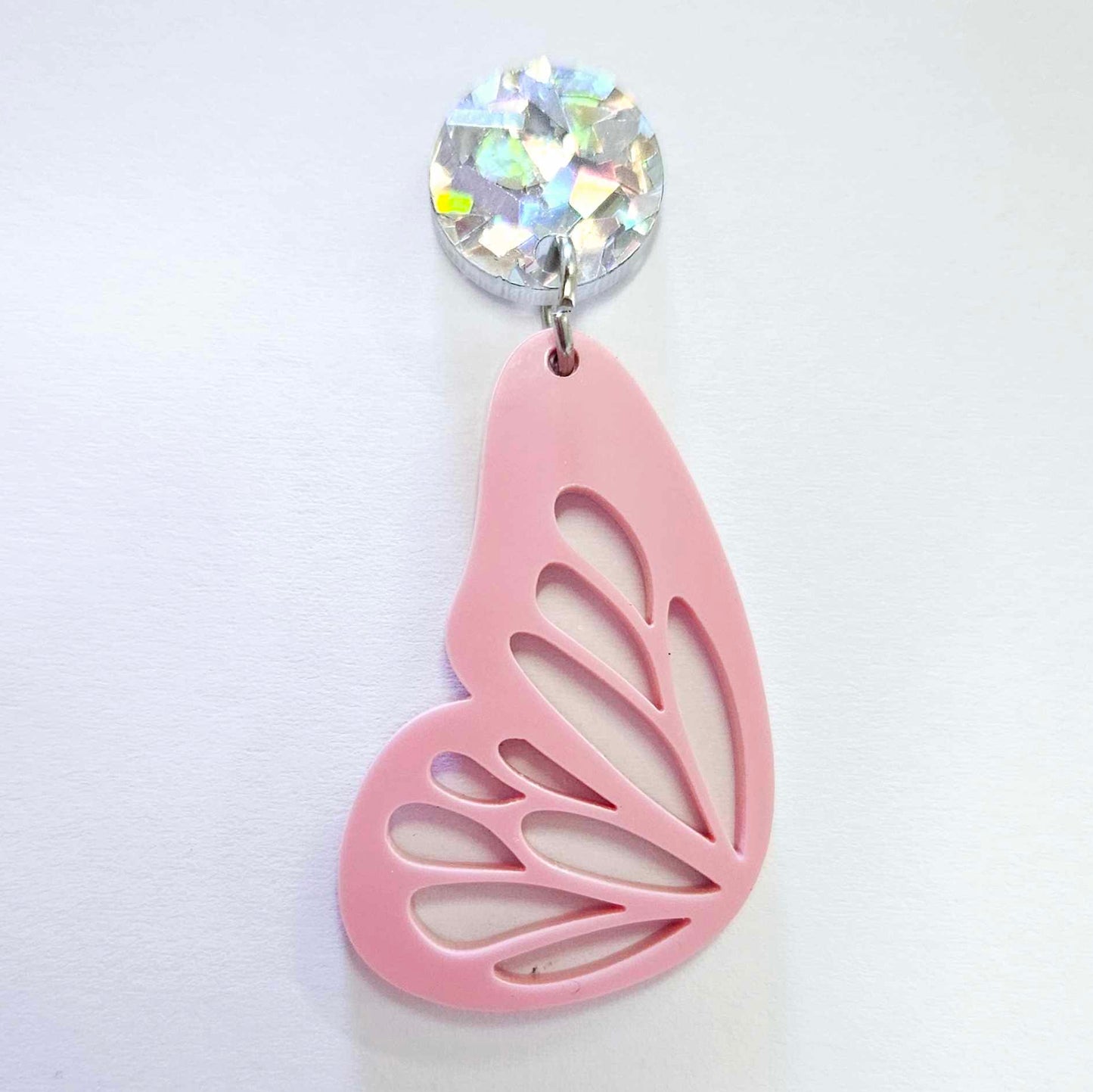 40mm PASTEL PINK Acrylic BUTTERFLY WINGS