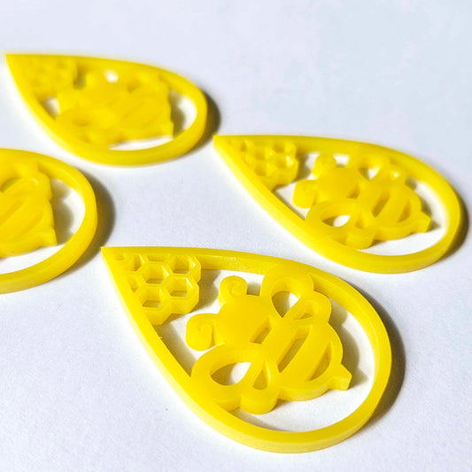 45mm YELLOW Acrylic BEE TEARDROPS