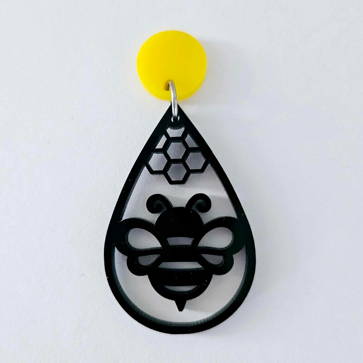 45mm GLOSSY BLACK Acrylic BEE TEARDROPS