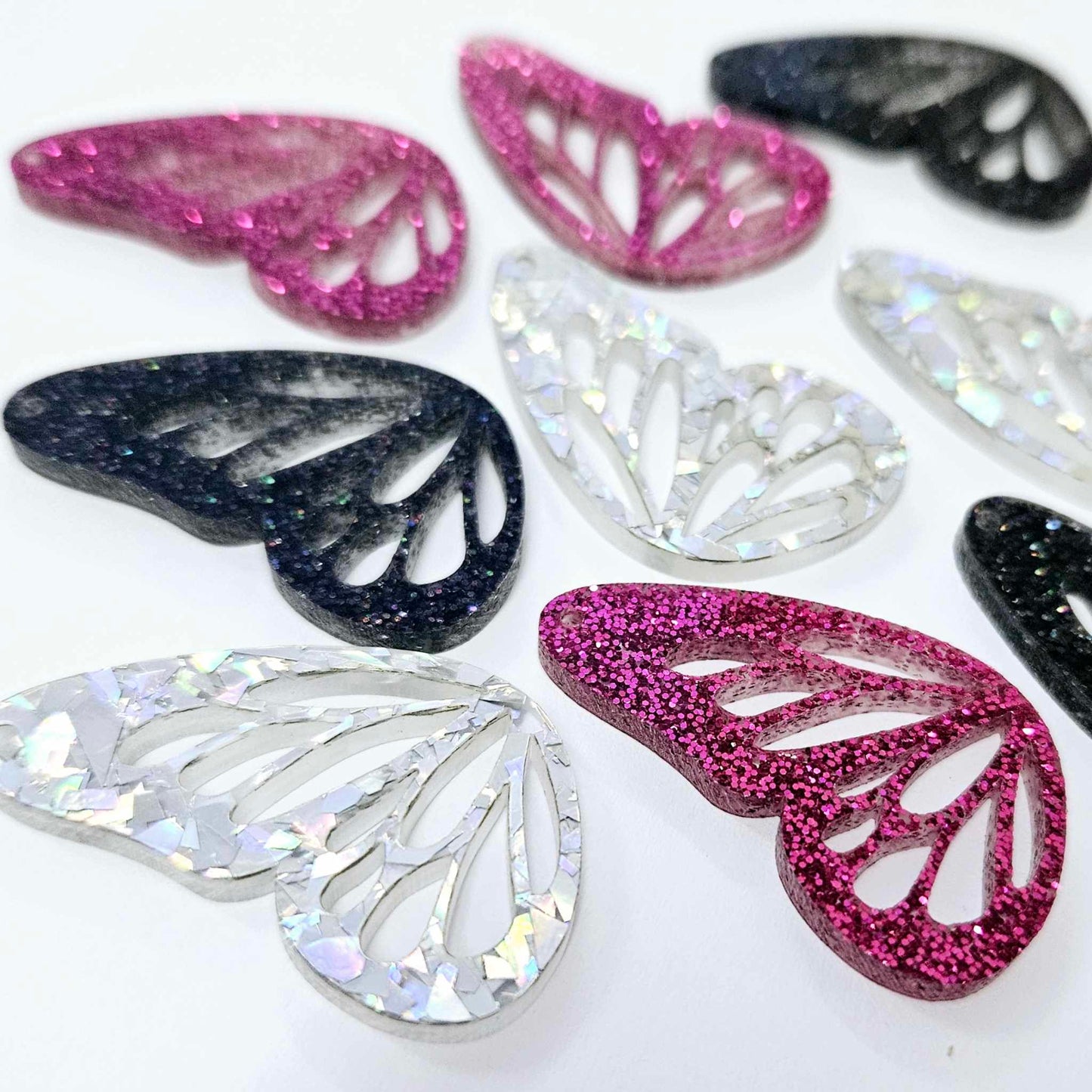 40mm GLITTER Acrylic BUTTERFLY WINGS, Mixed Pack