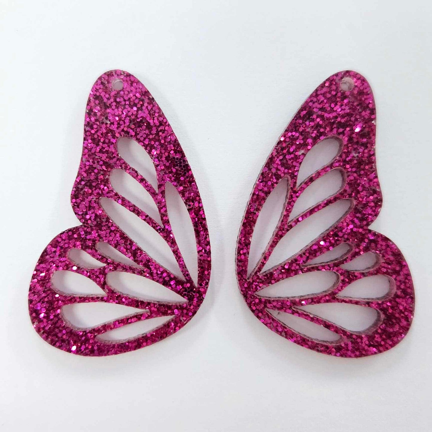 40mm HOT PINK GLITTER Acrylic BUTTERFLY WINGS