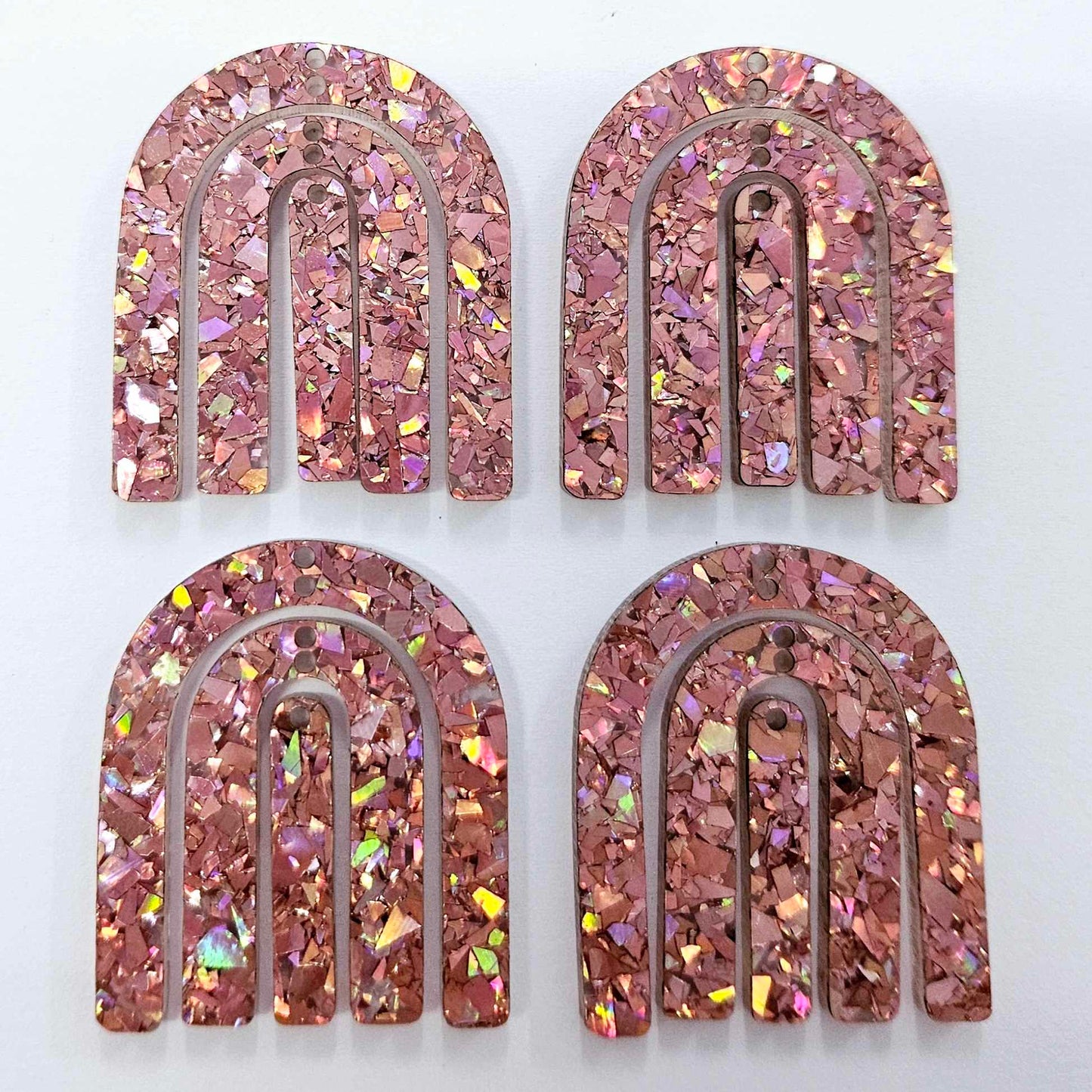 40mm HOLOGRAPHIC ROSE GOLD GLITTER Acrylic RAINBOWS