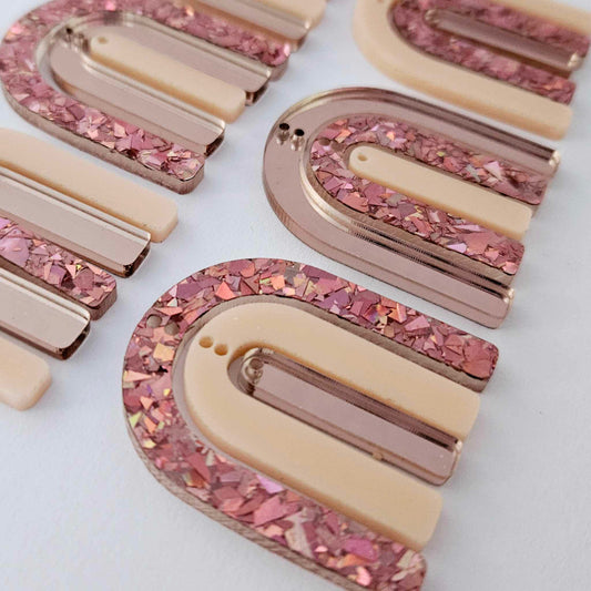 40mm ROSE GOLD/PEACH Acrylic RAINBOW MIXED PACK