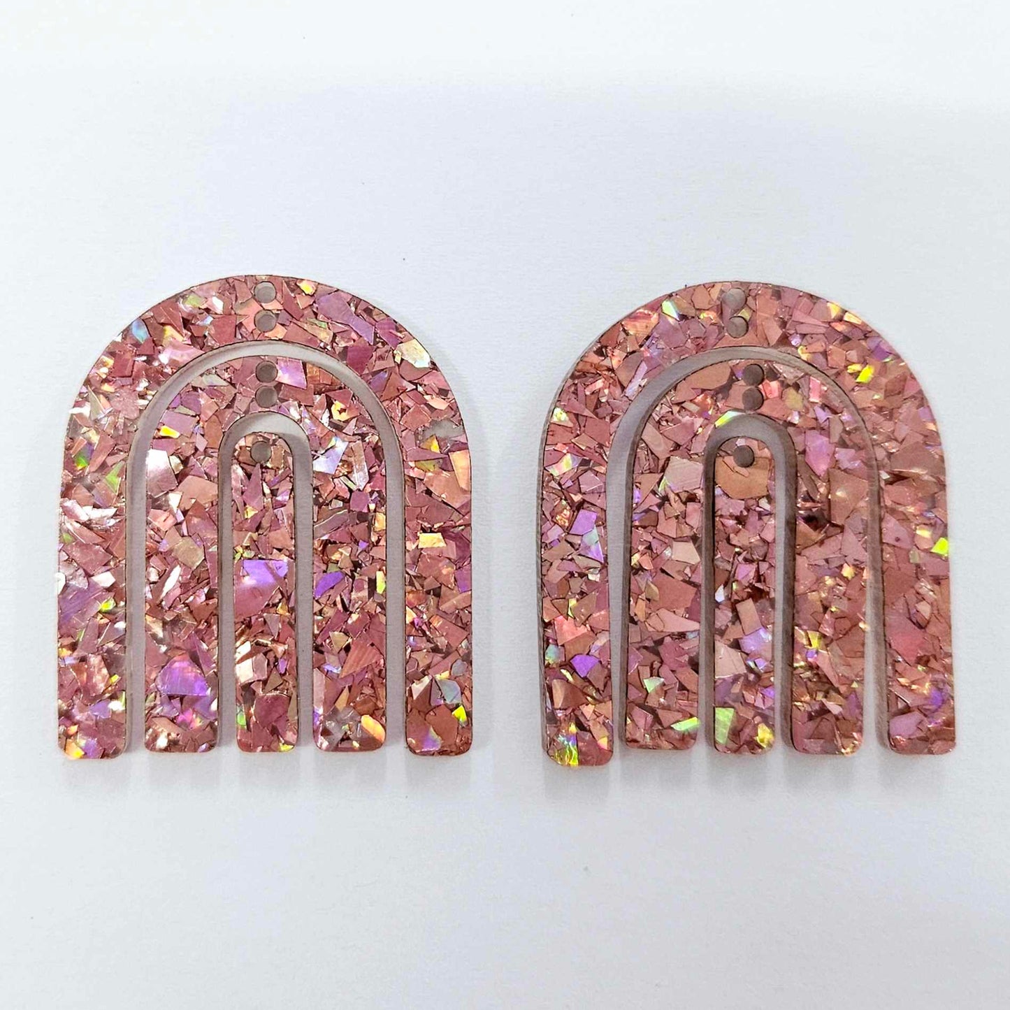 40mm HOLOGRAPHIC ROSE GOLD GLITTER Acrylic RAINBOWS