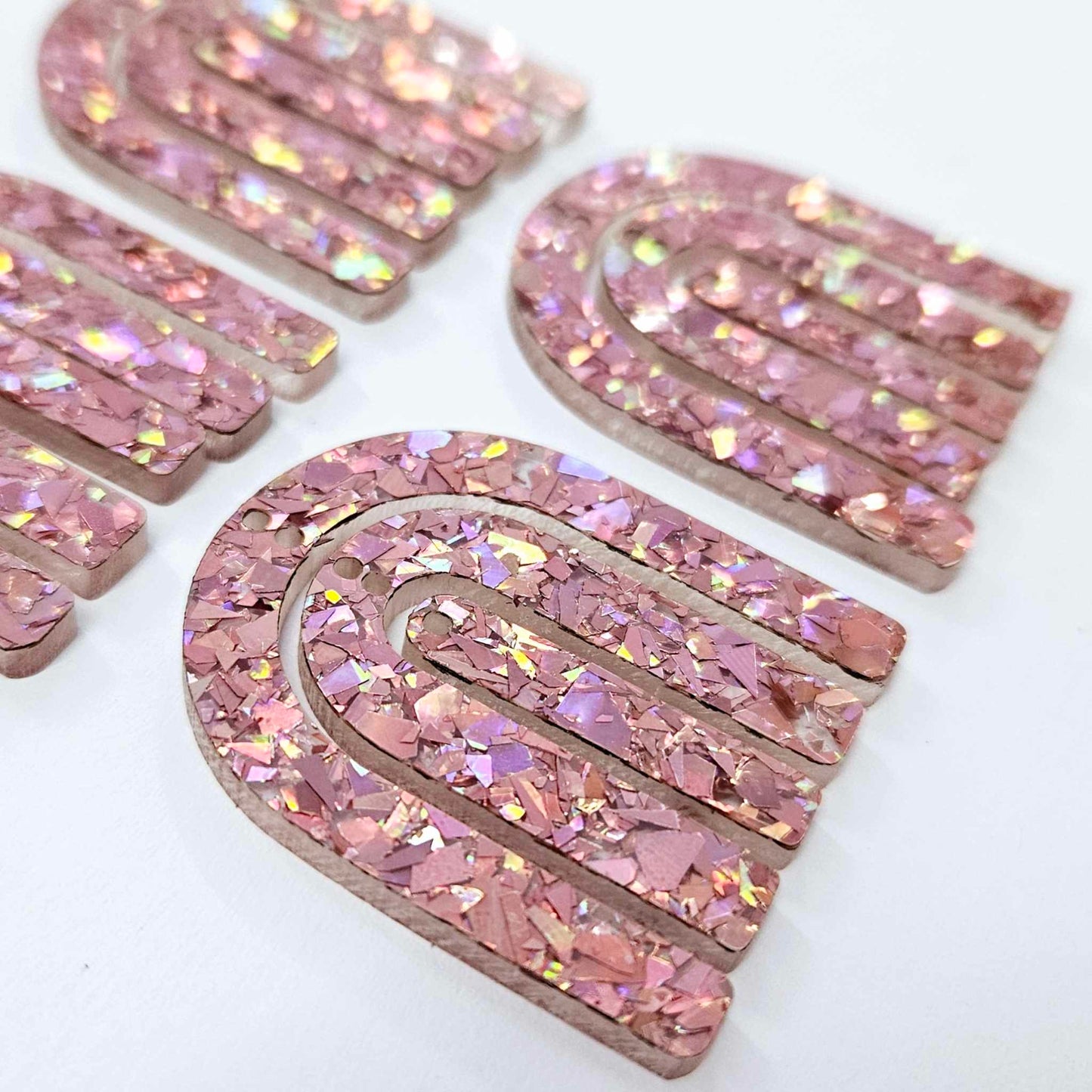 40mm HOLOGRAPHIC ROSE GOLD GLITTER Acrylic RAINBOWS