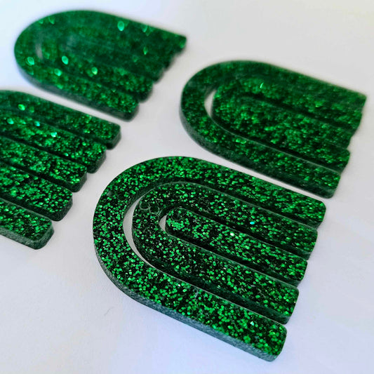 40mm GREEN GLITTER Acrylic RAINBOWS