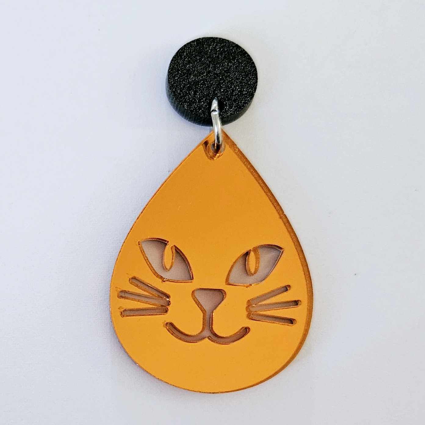 orange mirror cat teardrop Halloween diy earring supplies laser cut acrylic dangles blanks earrings