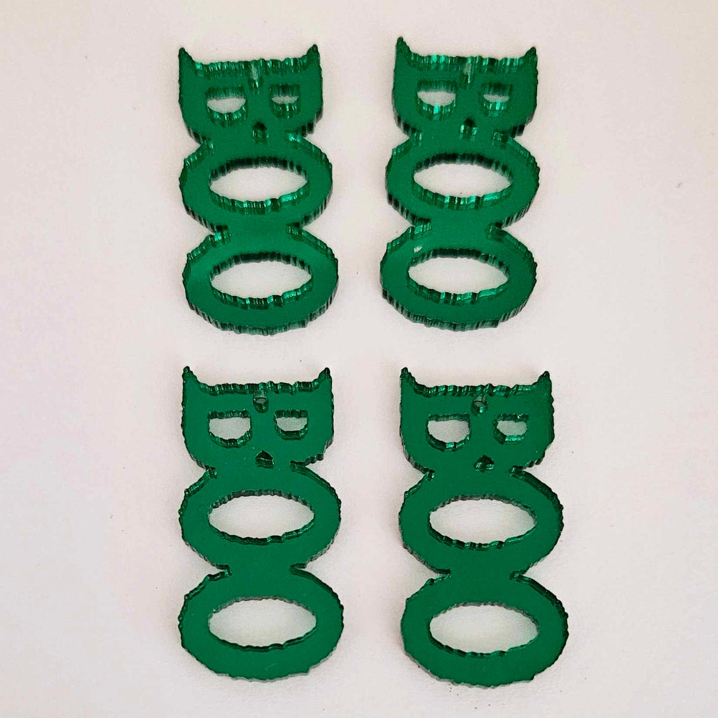 green mirror Boo Halloween diy earring supplies acrylic laser cut