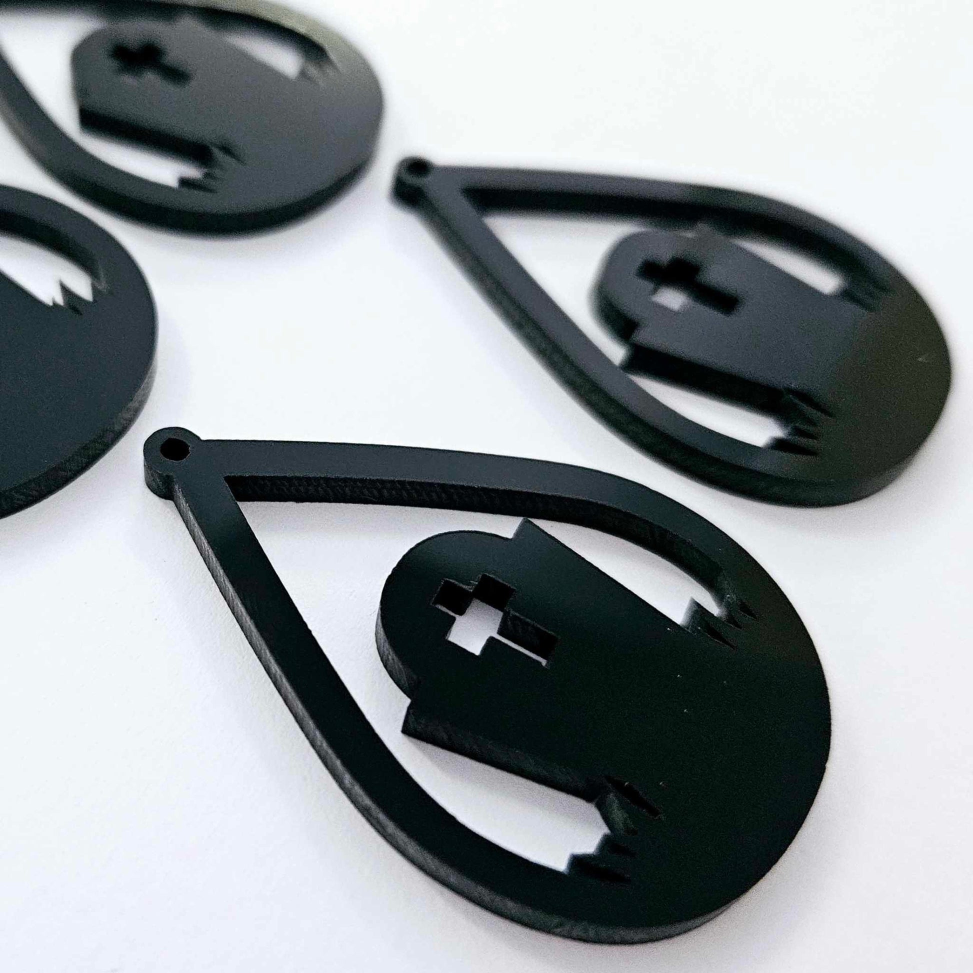 black teardrop grave tombstone Halloween diy earring supplies laser cut acrylic dangles blanks