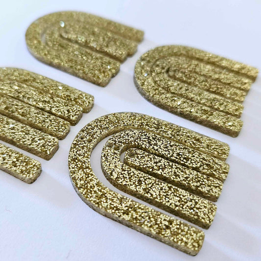 40mm GOLD GLITTER Acrylic RAINBOWS