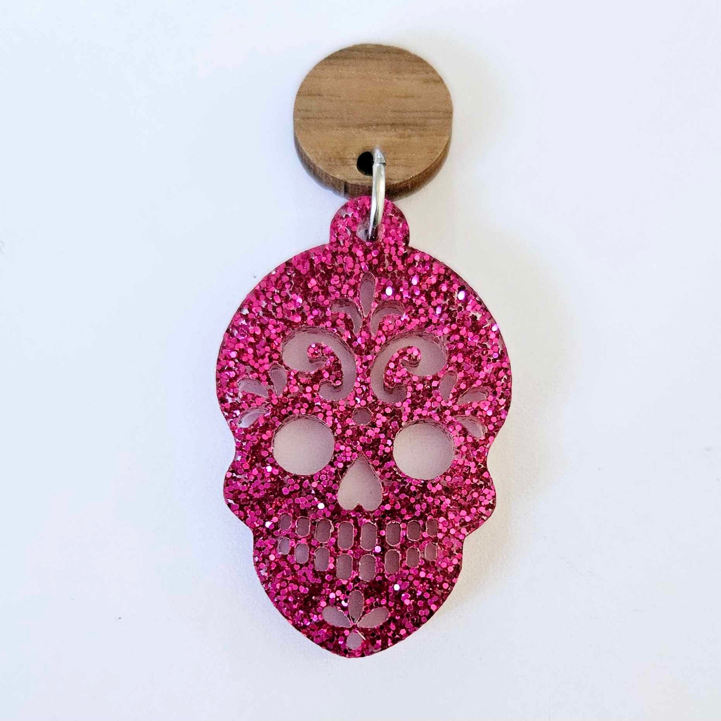 hot pink glitter skulls Halloween diy earring supplies laser cut acrylic earring blanks