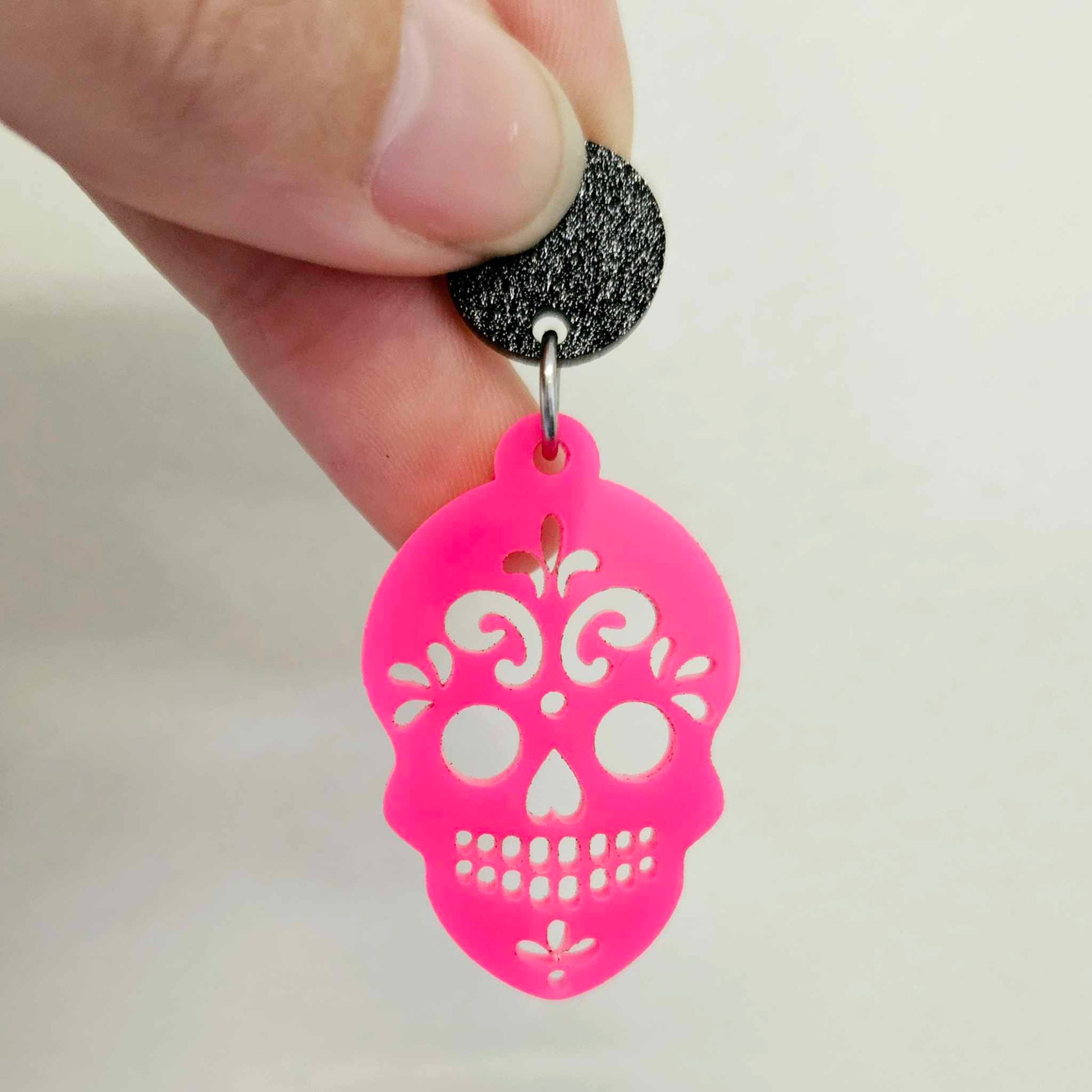 hot pink white black skulls Halloween diy earring supplies laser cut acrylic dangles earrings blanks