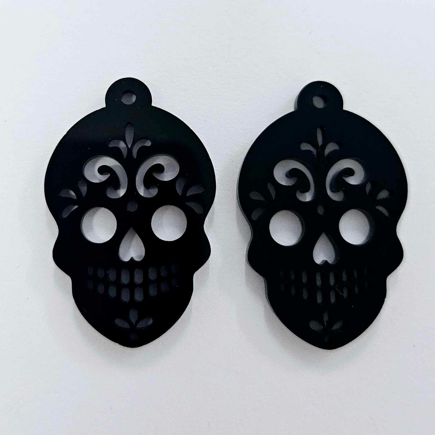 glossy black skulls Halloween diy earring supplies laser cut acrylic dangles blanks