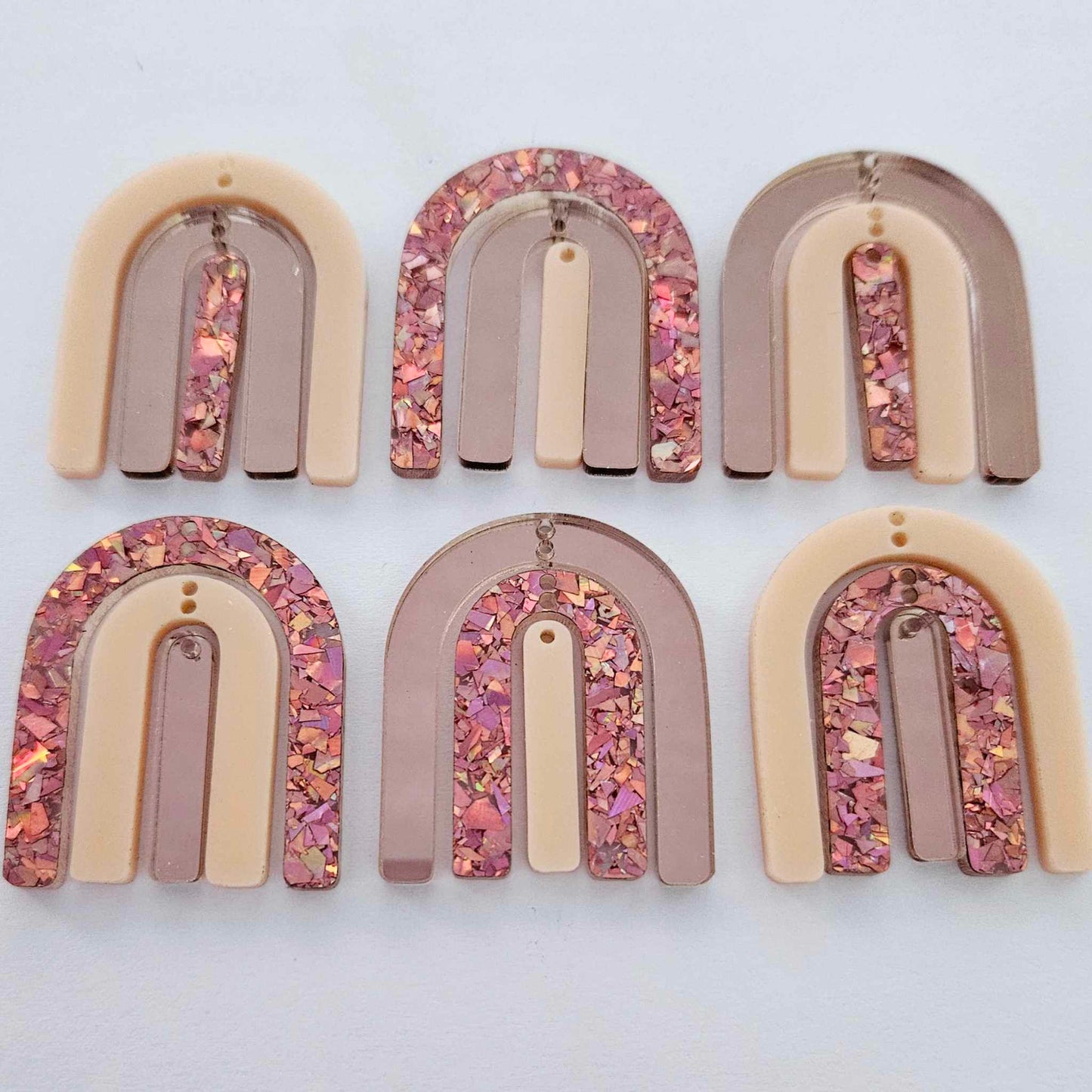 40mm ROSE GOLD/PEACH Acrylic RAINBOW MIXED PACK