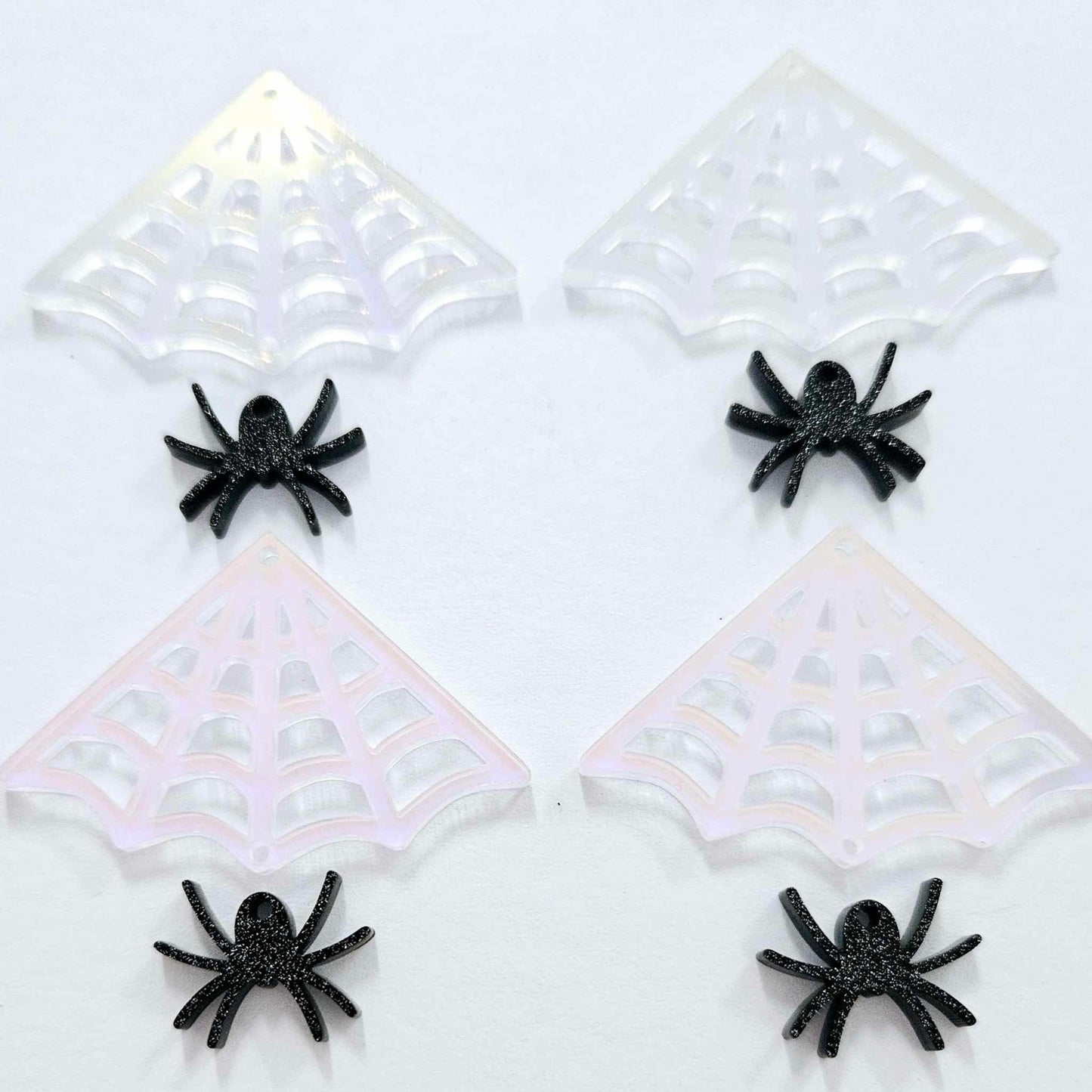 black glitter iridescent spider webs Halloween diy earring supplies laser cut acrylic earring blanks