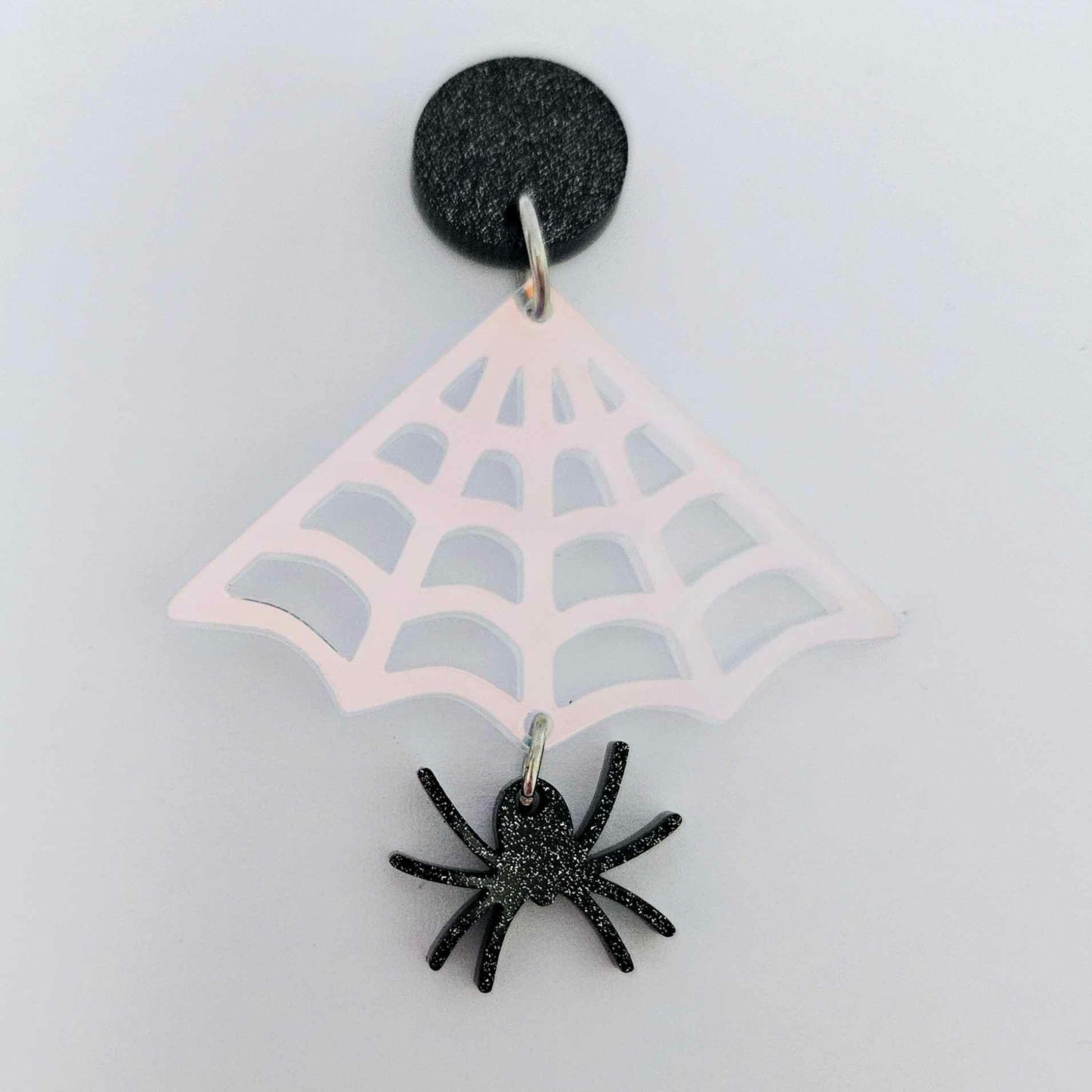 black glitter iridescent spider webs Halloween diy earring supplies laser cut acrylic earring blanks