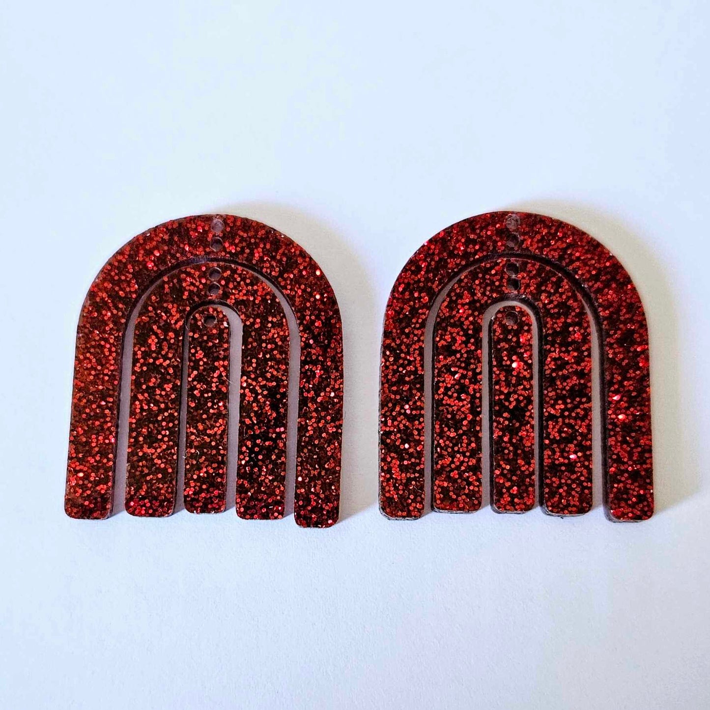 40mm RED GLITTER Acrylic RAINBOWS