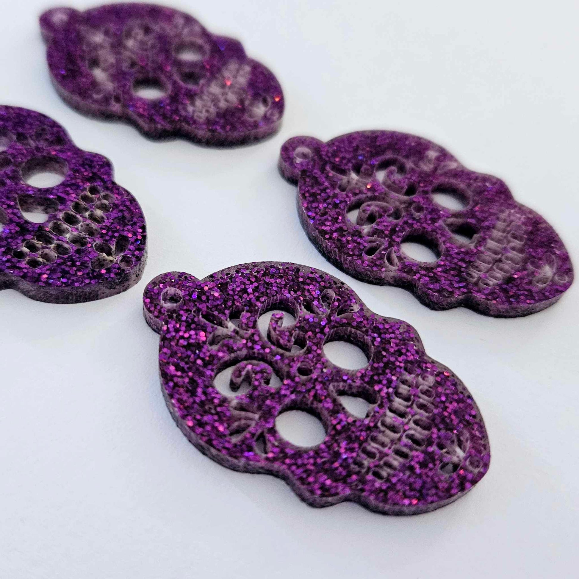 holographic purple glitter skulls Halloween diy earring supplies laser cut acrylic dangles blanks