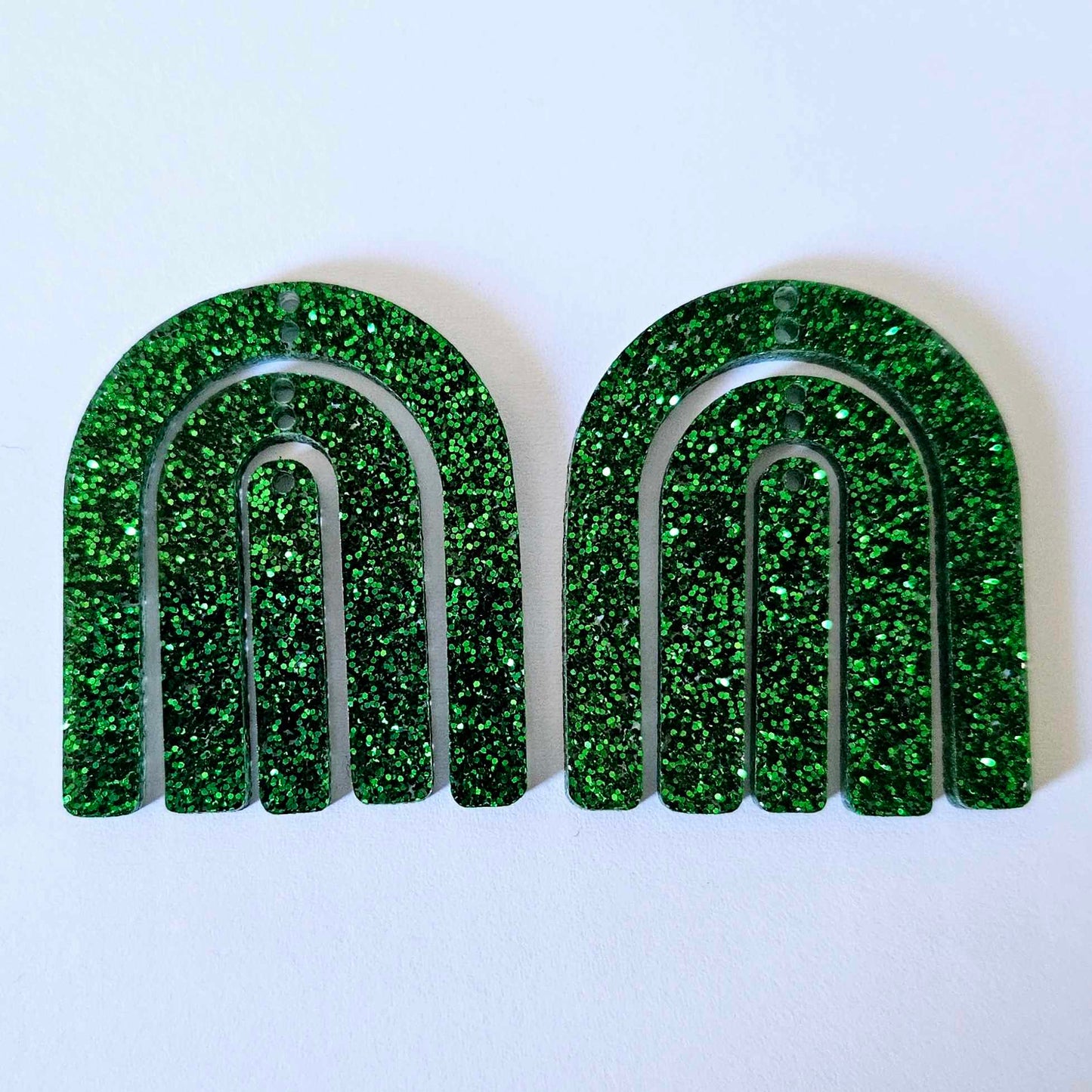 40mm GREEN GLITTER Acrylic RAINBOWS