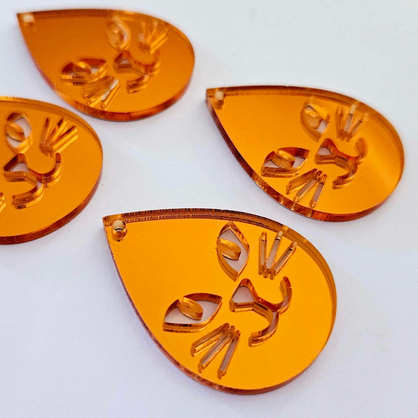 orange mirror cat teardrop Halloween diy earring supplies laser cut acrylic dangles blanks earrings