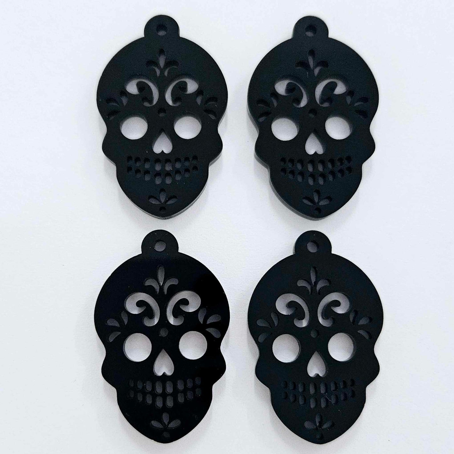 glossy black skulls Halloween diy earring supplies laser cut acrylic dangles blanks