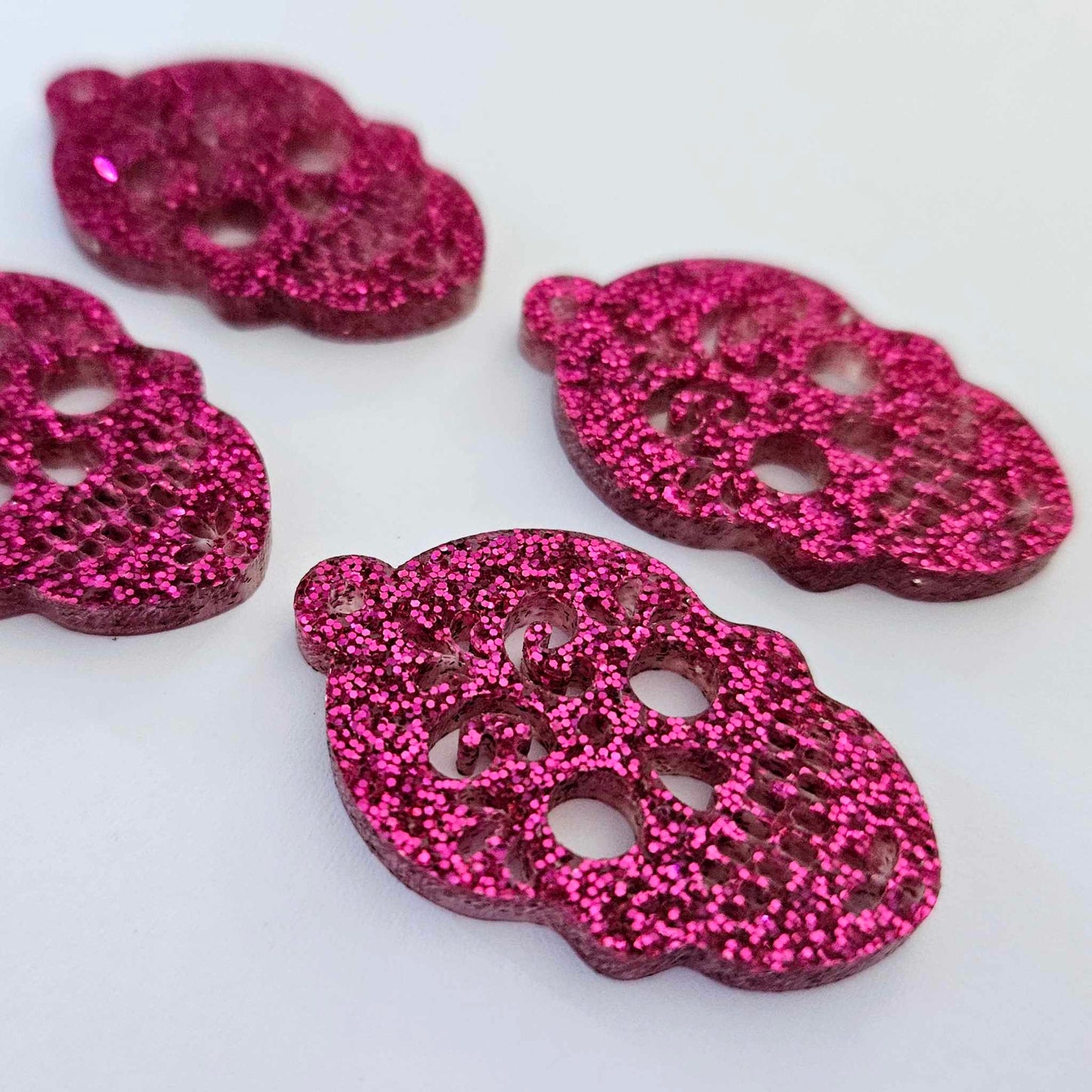 hot pink glitter skulls Halloween diy earring supplies laser cut acrylic earring blanks