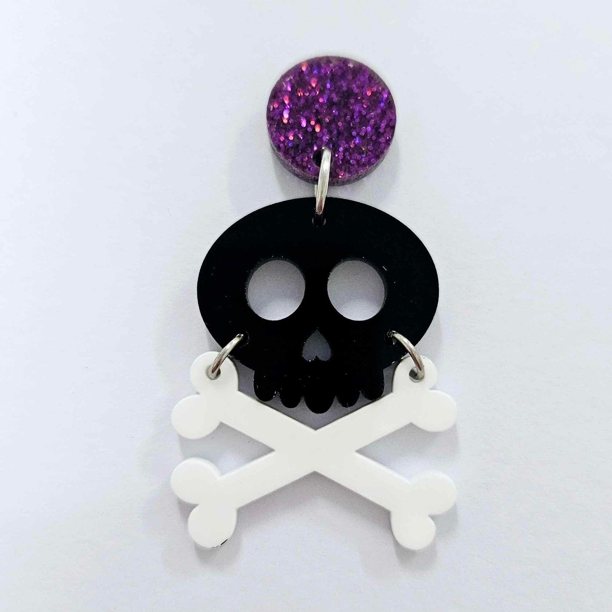 black white skull crossbones Halloween diy earring supplies laser cut acrylic dangles blanks