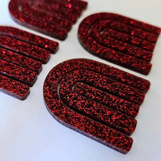 40mm RED GLITTER Acrylic RAINBOWS