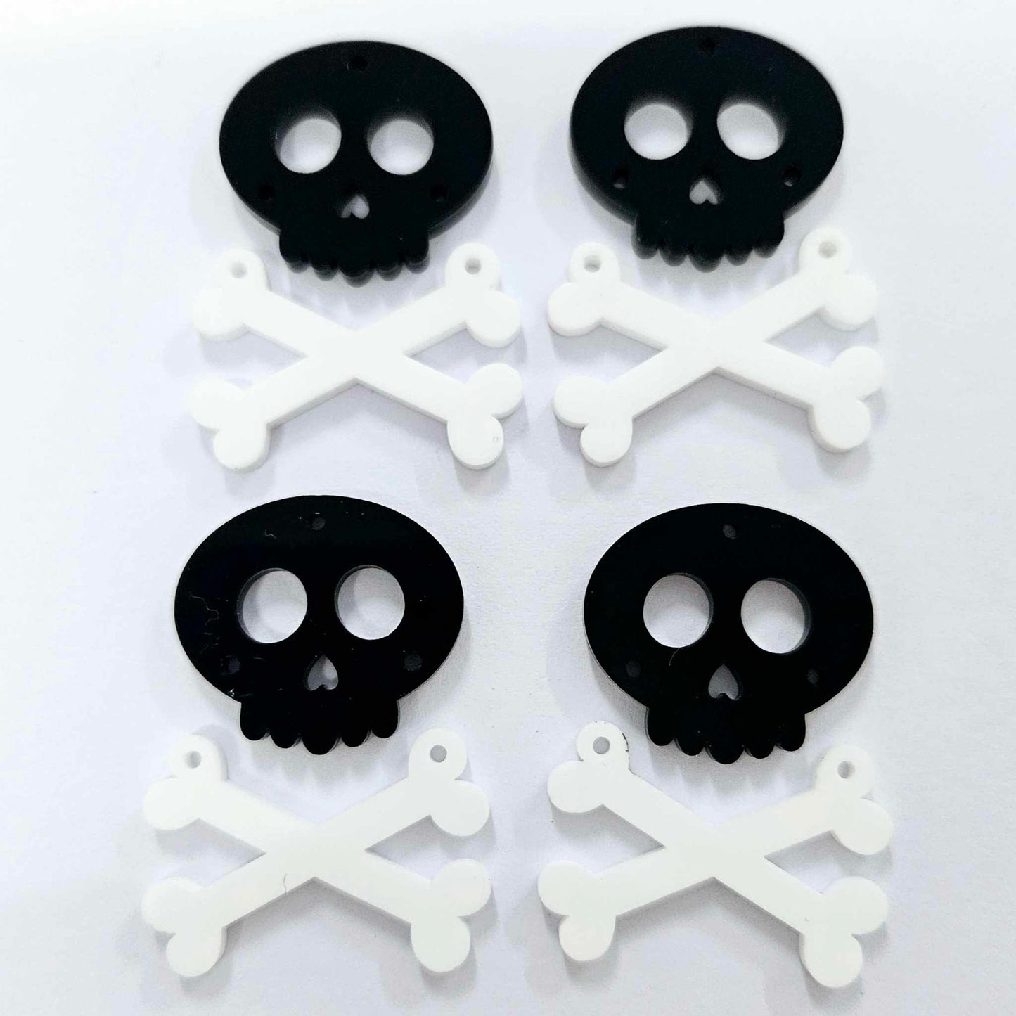 black white skull crossbones Halloween diy earring supplies laser cut acrylic dangles blanks