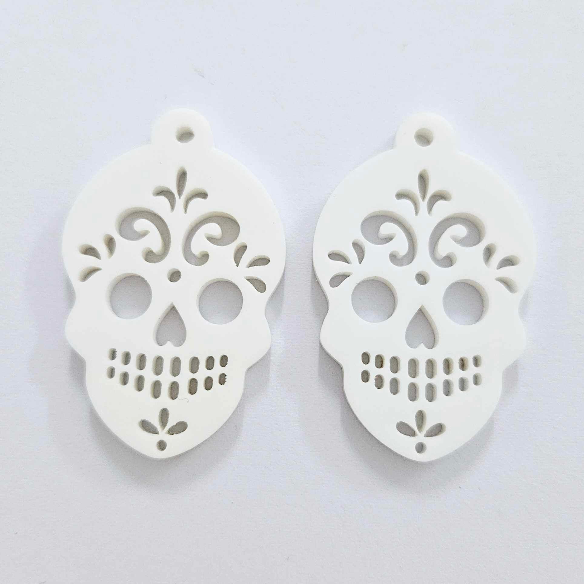 white skulls Halloween diy earring supplies laser cut acrylic dangles blanks