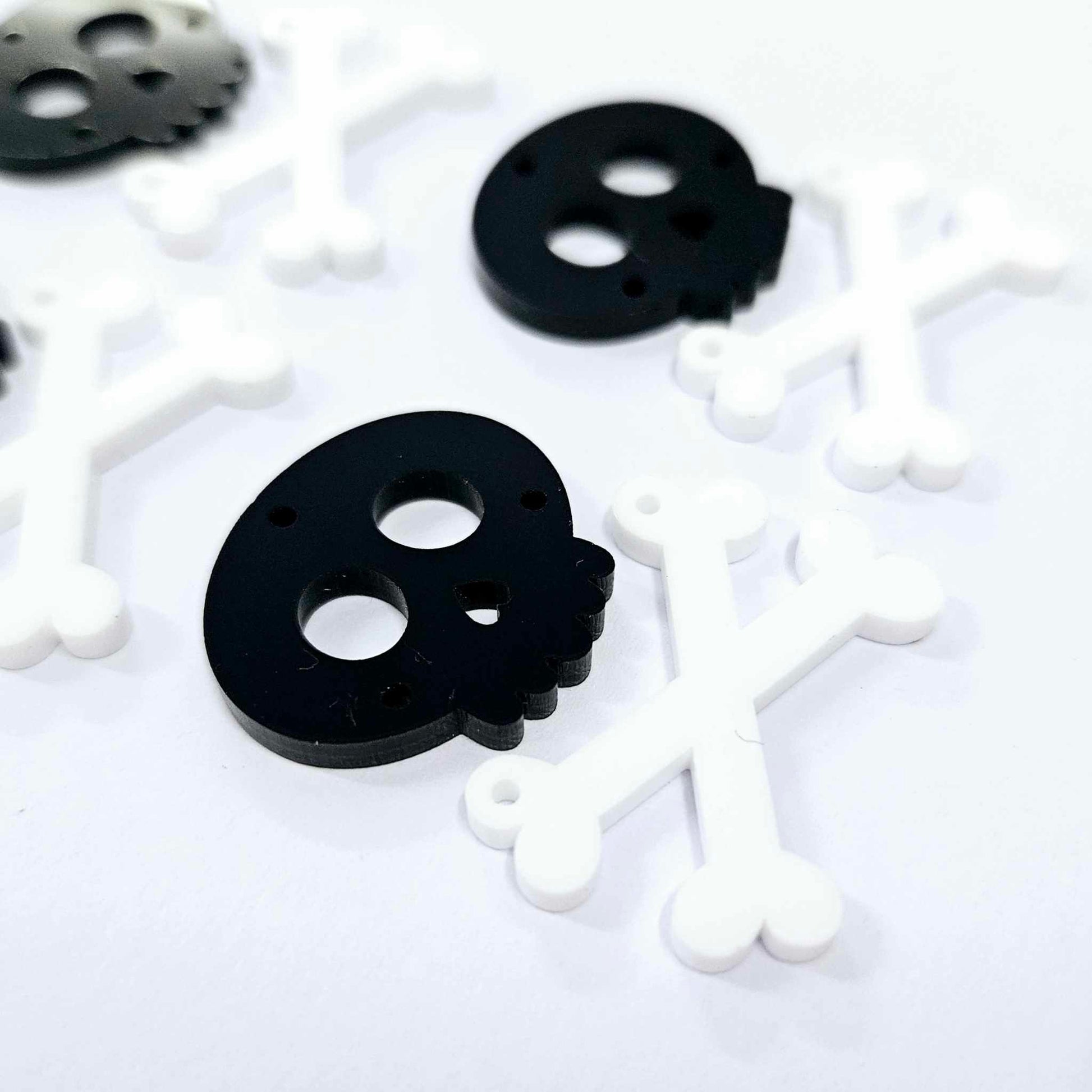 black white skull crossbones Halloween diy earring supplies laser cut acrylic dangles blanks