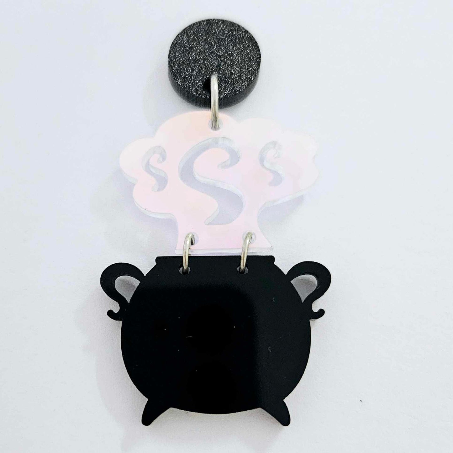 black iridescent cauldron witch witches Halloween diy earring supplies laser cut acrylic blanks dangles