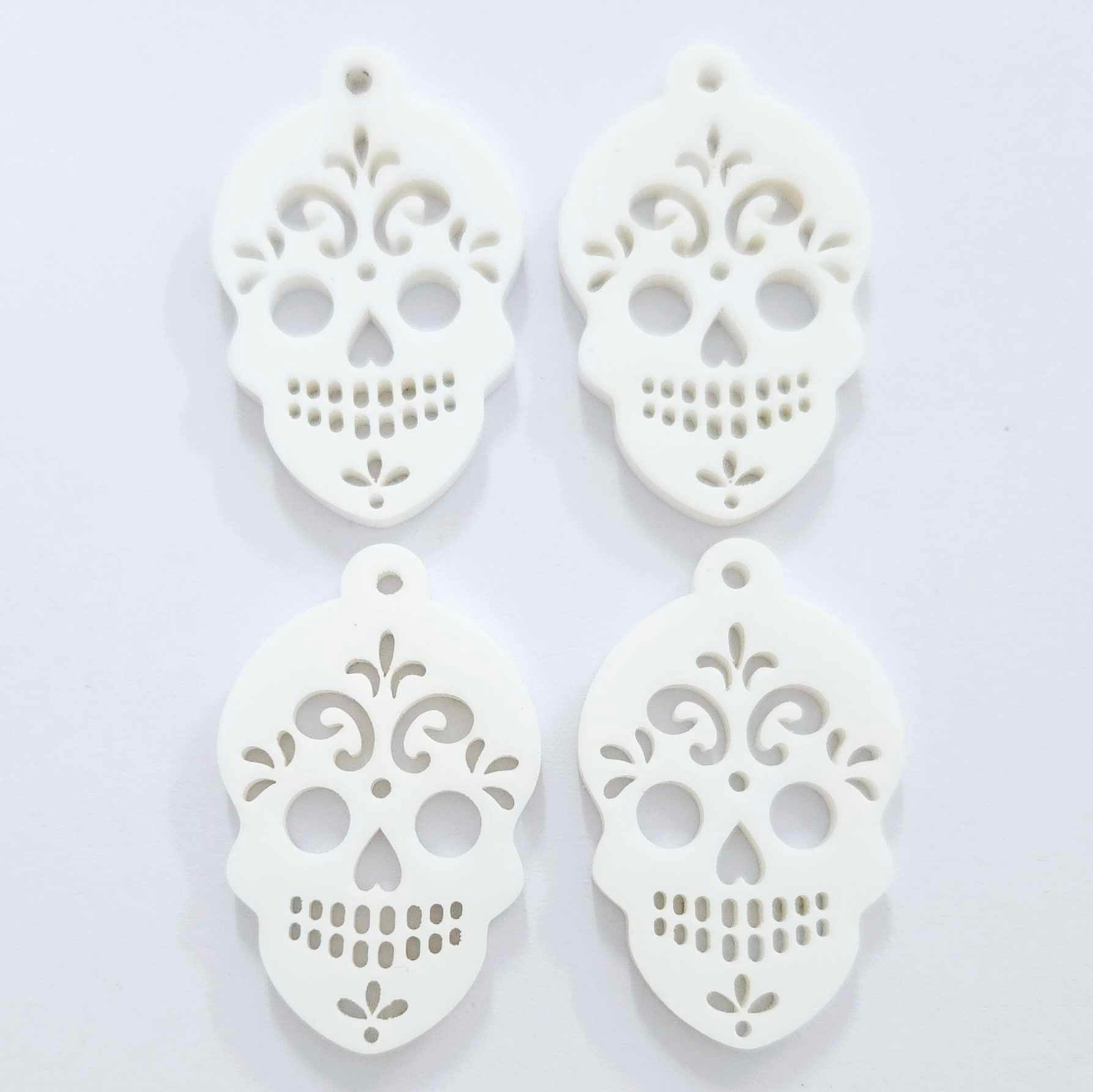 white skulls Halloween diy earring supplies laser cut acrylic dangles blanks