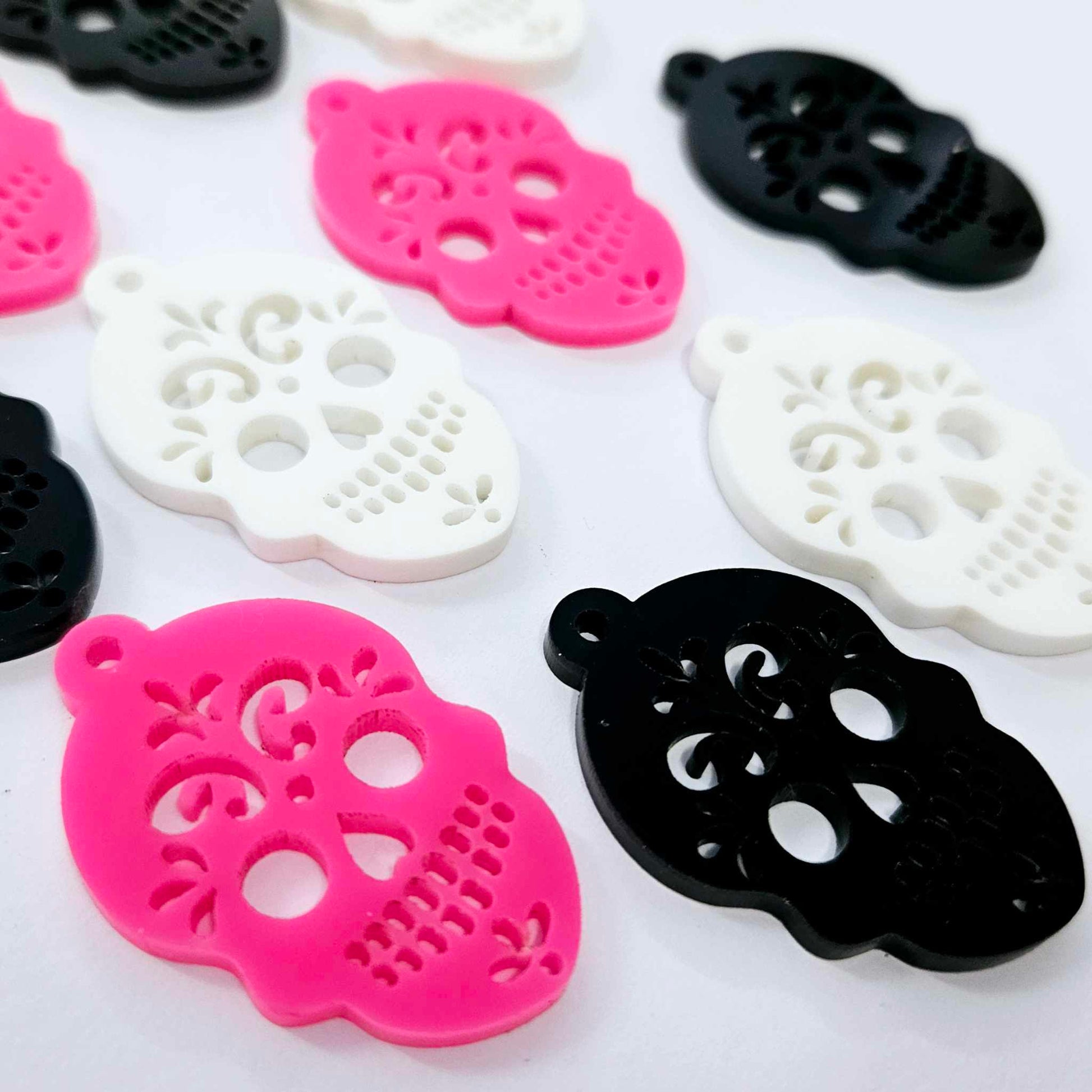 hot pink white black skulls Halloween diy earring supplies laser cut acrylic dangles earrings blanks