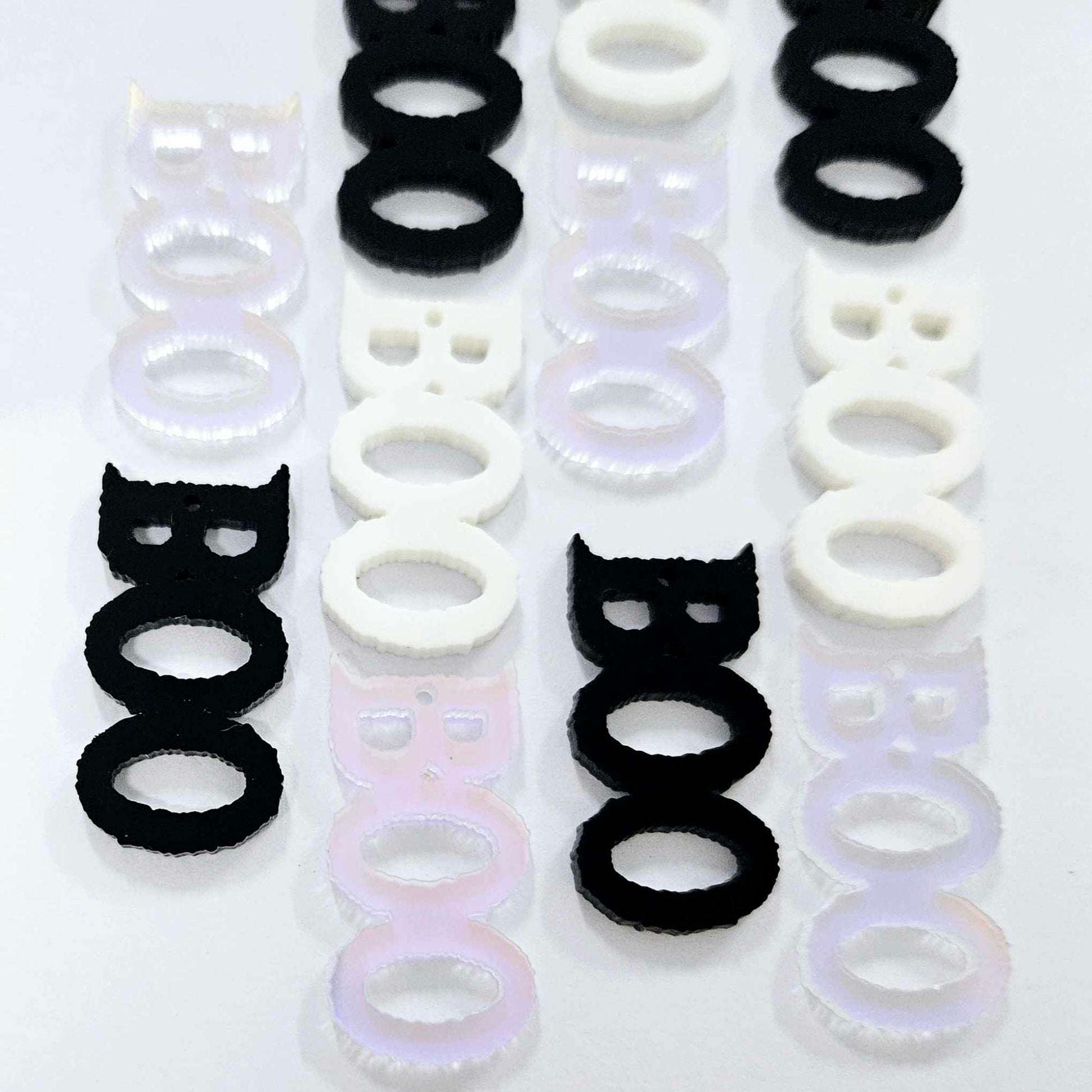 black white iridescent boo Halloween diy earring supplies laser cut acrylic dangles blanks