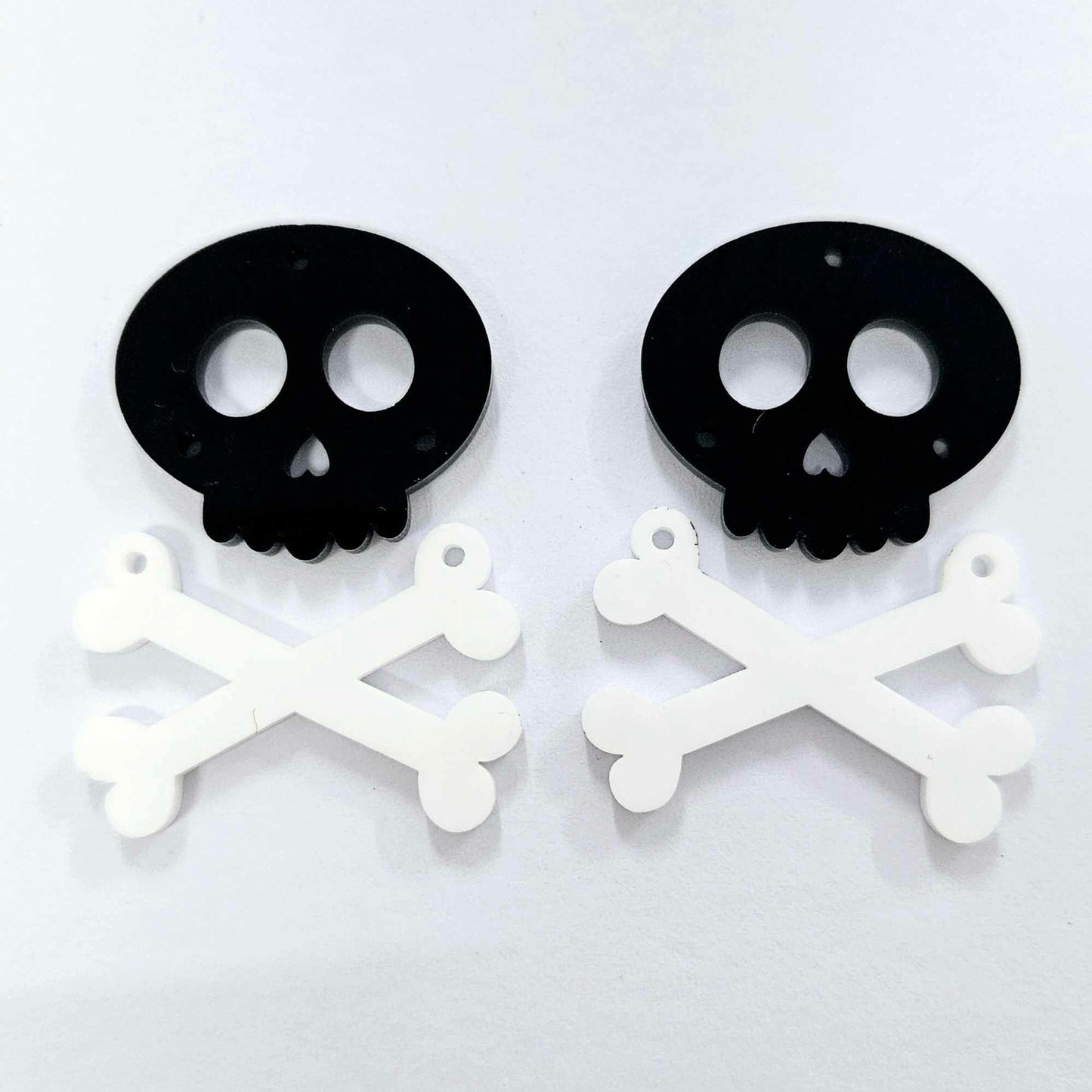 black white skull crossbones Halloween diy earring supplies laser cut acrylic dangles blanks