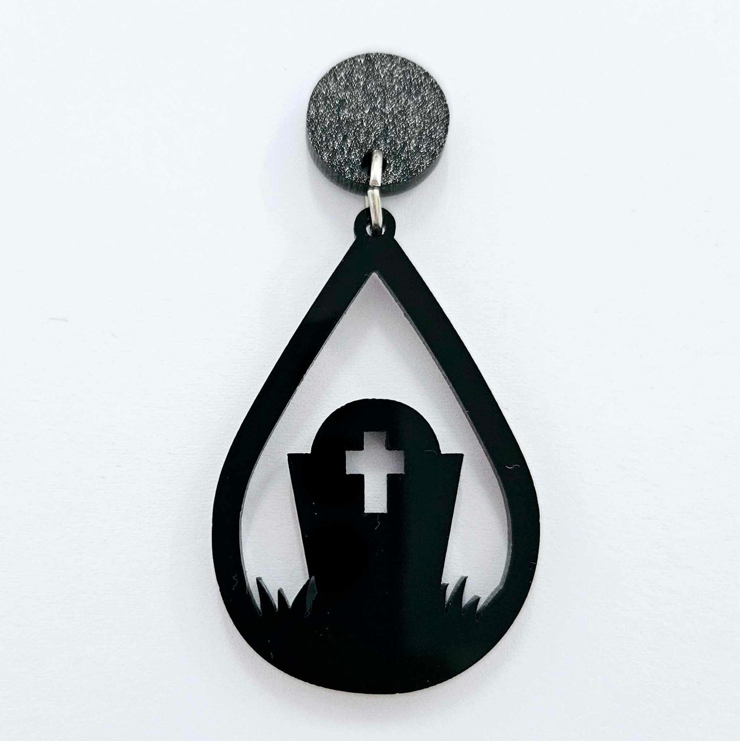 black teardrop grave tombstone Halloween diy earring supplies laser cut acrylic dangles blanks