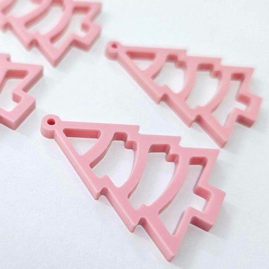 pastel pink Christmas tree diy earring supplies laser cut acrylic dangles blanks