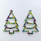 peacock green purple glitter Christmas tree Xmas diy earring supplies laser cut acrylic dangles blanks