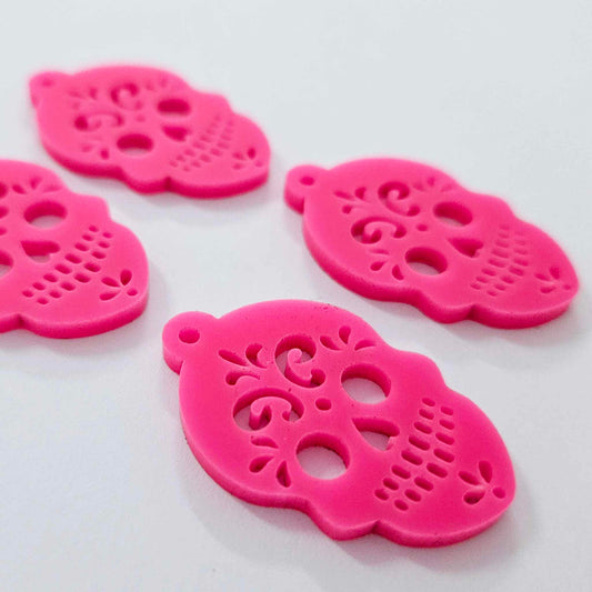 38mm HOT PINK Acrylic SKULLS