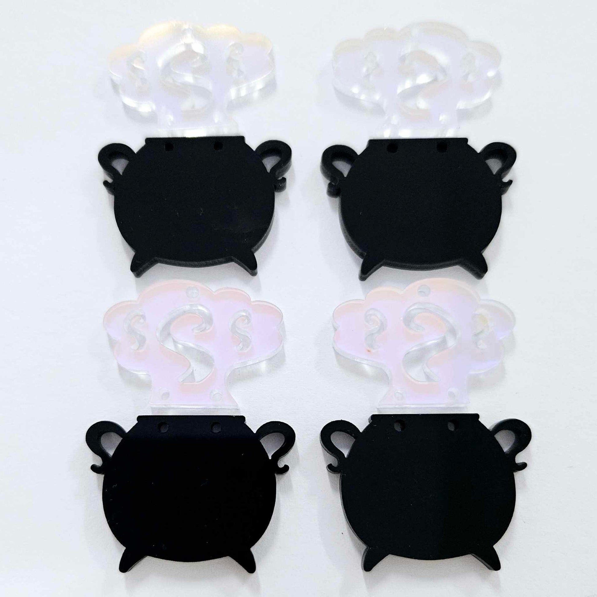 black iridescent cauldron witch witches Halloween diy earring supplies laser cut acrylic blanks dangles