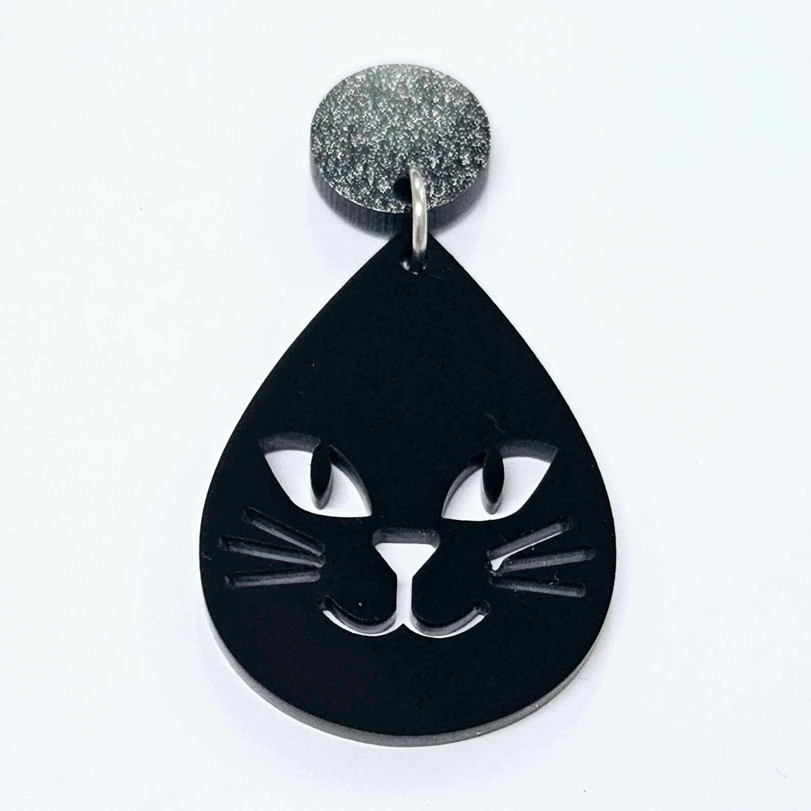 black cat teardrops Halloween diy earring supplies laser cut acrylic earring dangles blanks