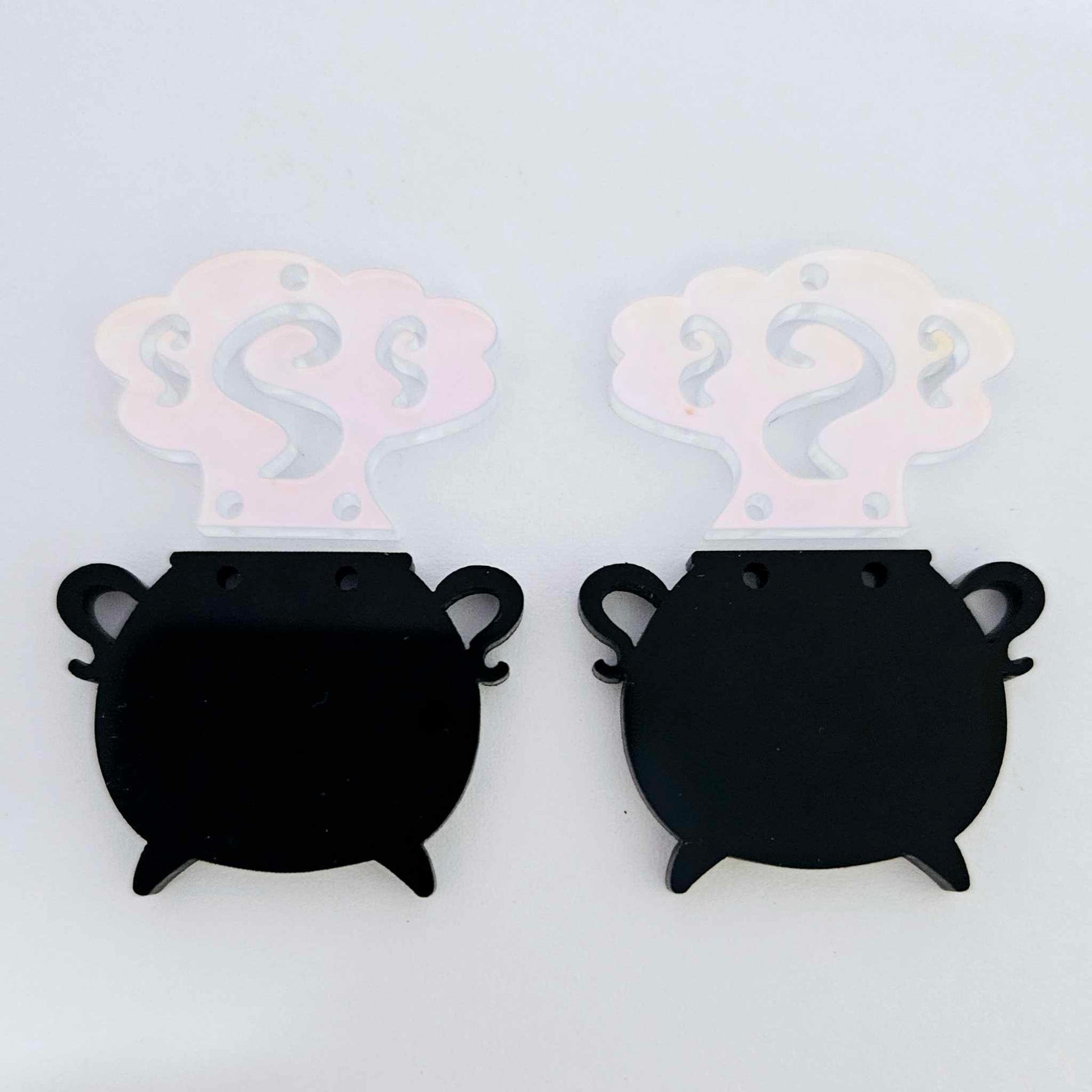 black iridescent cauldron witch witches Halloween diy earring supplies laser cut acrylic blanks dangles