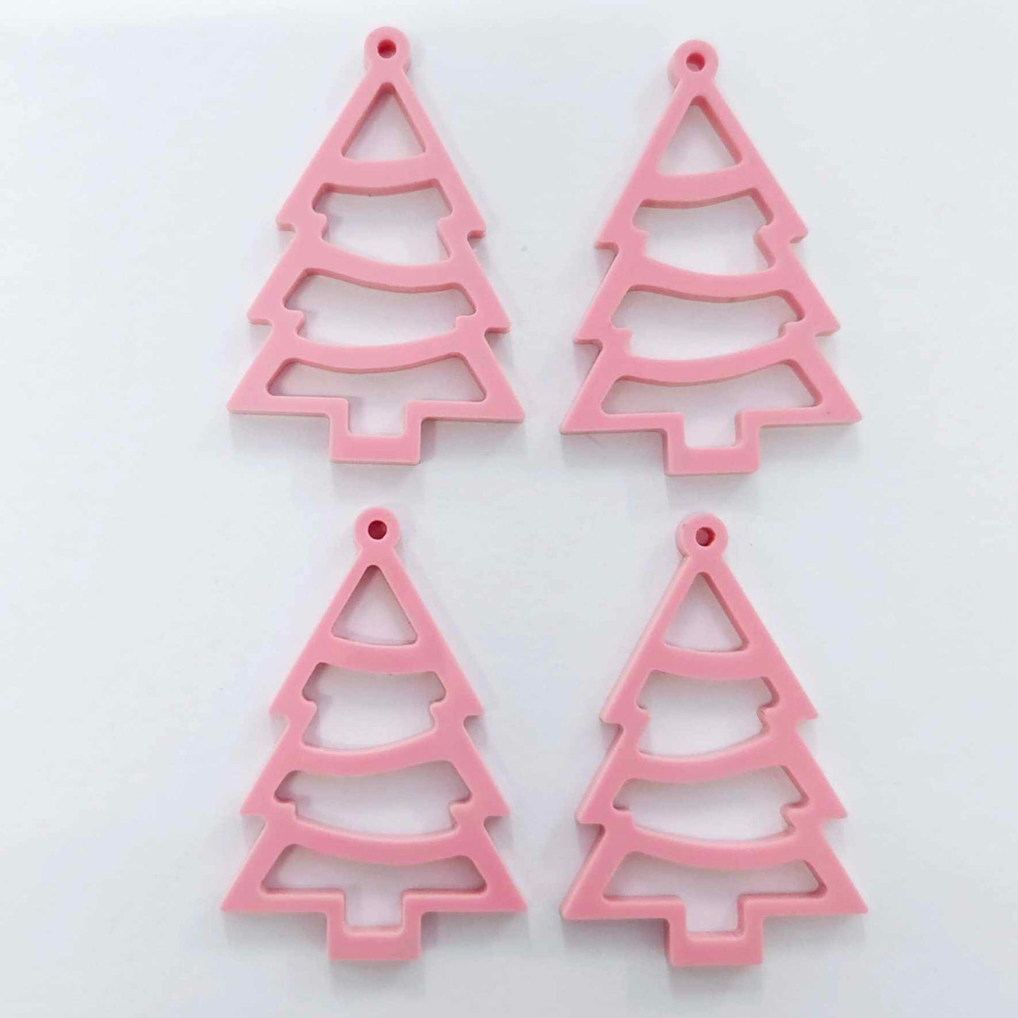 pastel pink Christmas tree diy earring supplies laser cut acrylic dangles blanks