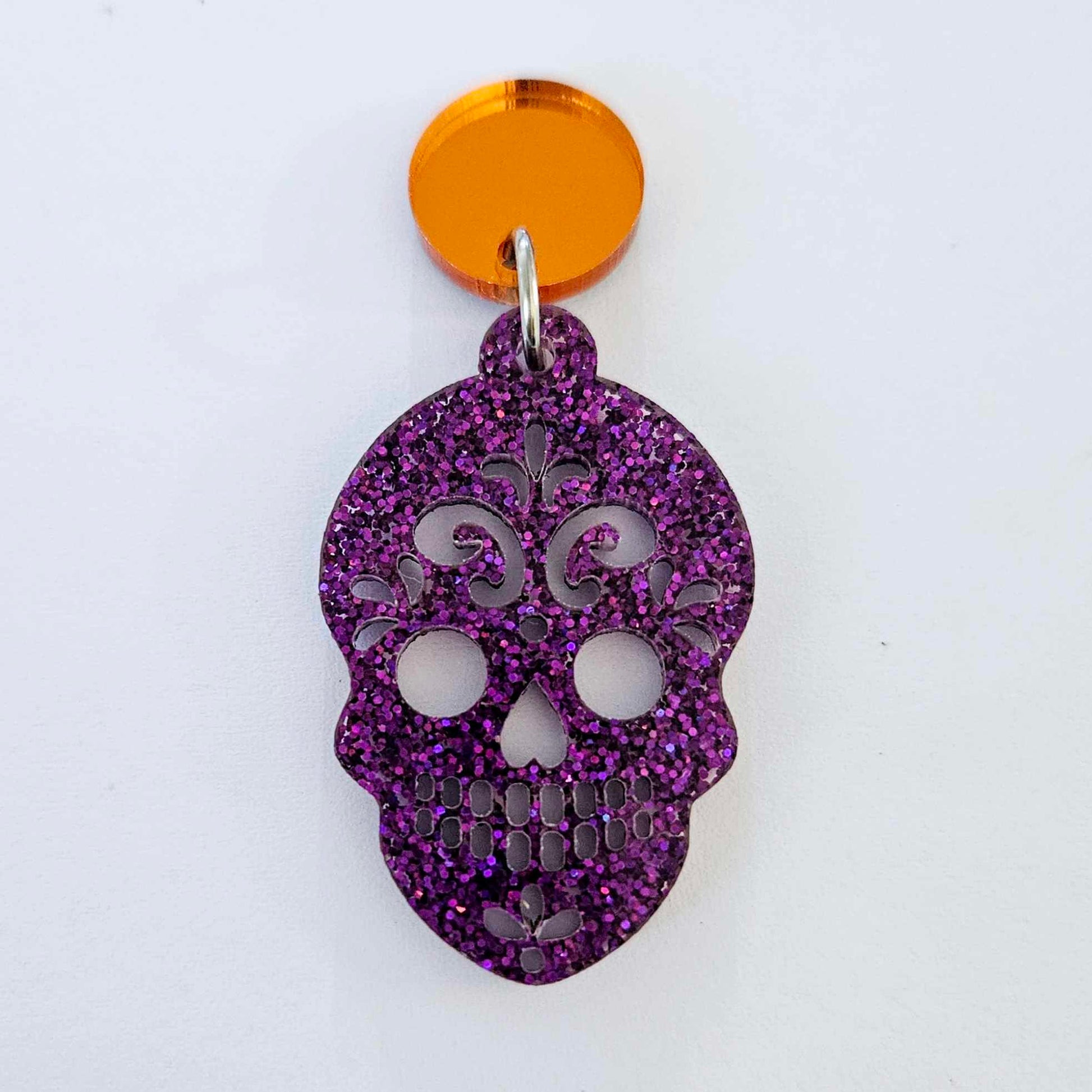 holographic purple glitter skulls Halloween diy earring supplies laser cut acrylic dangles blanks